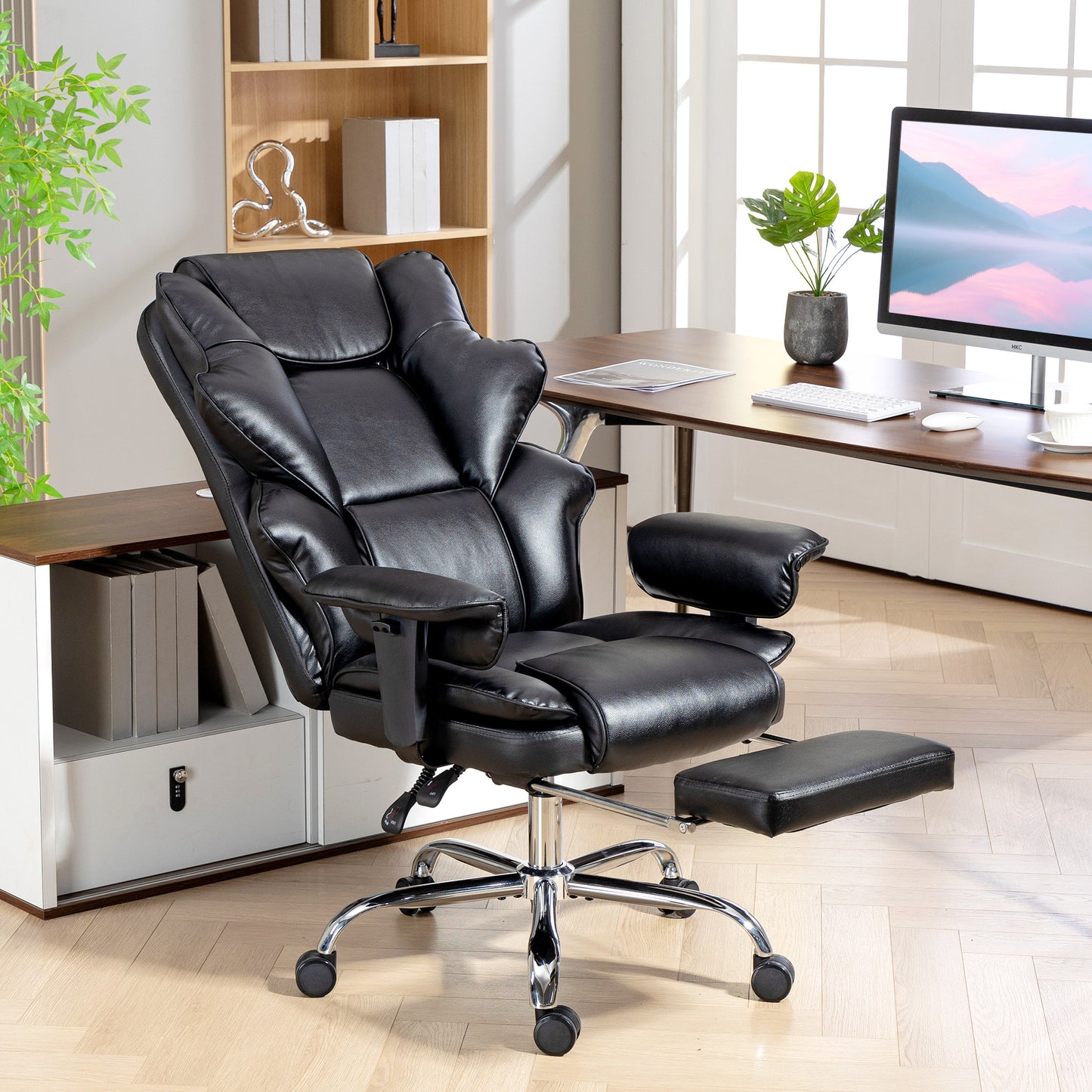 HOMCOM Big & Tall 400 lbs Overstuffed PU Leather Office Chair