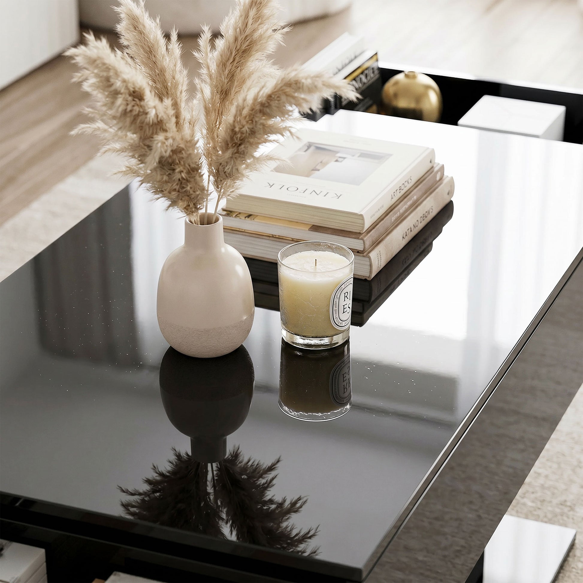 HOMCOM LED Coffee Table High Gloss Black