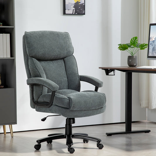 HOMCOM Big & Tall Executive Office Chair, 200kg Heavy Duty Computer Desk Chair, Grey