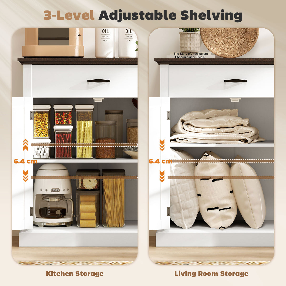 Modern Storage Cabinet with 2 Doors and Adjustable Shelf – 30"W x 36"H