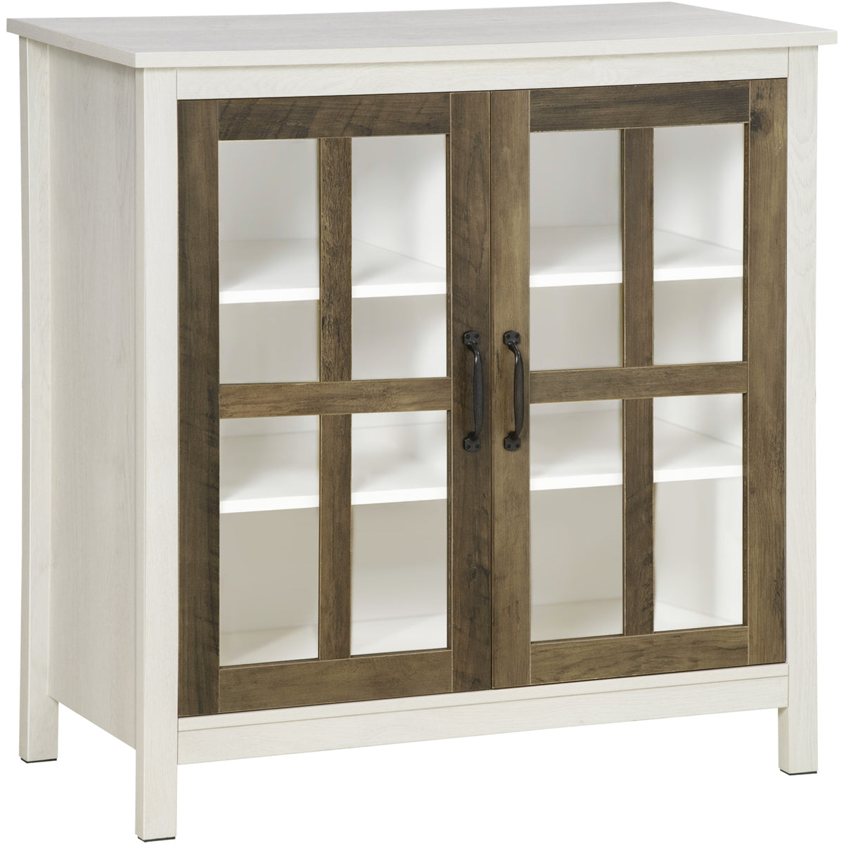 Kitchen Sideboard with 2 Glass Doors and Adjustable Shelf – 32"W x 32"H
