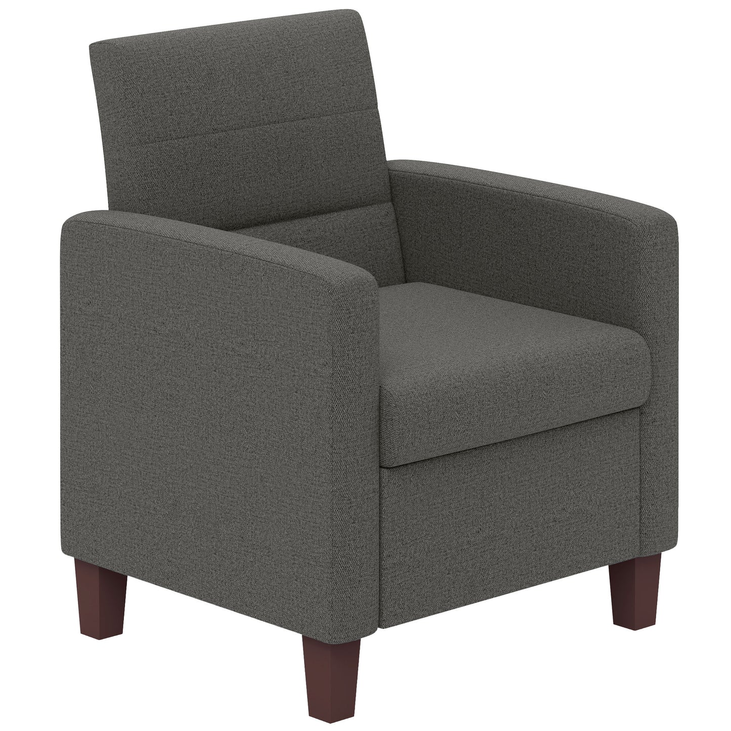 HOMCOM Modern Fabric Accent Chair with Cushion, Non-Slip Pads, Dark Grey