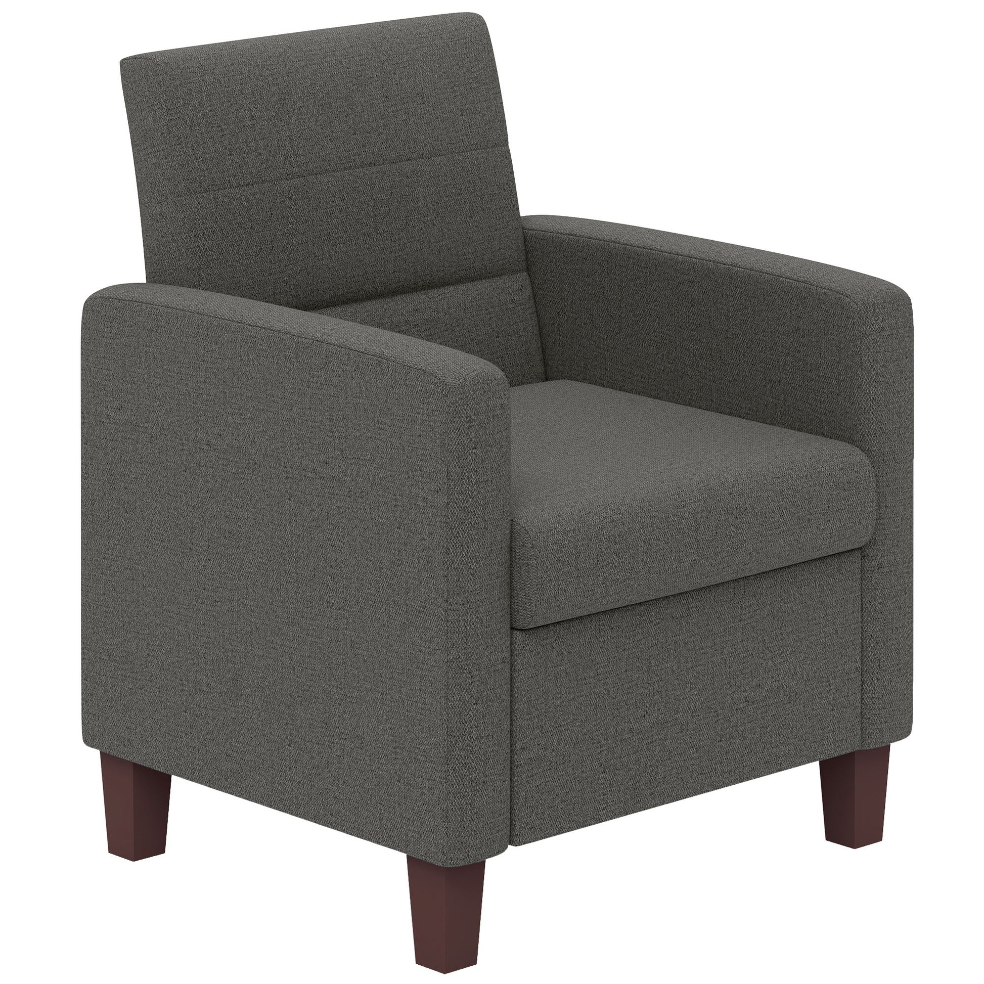 HOMCOM Modern Fabric Accent Chair with Cushion, Non-Slip Pads, Dark Grey