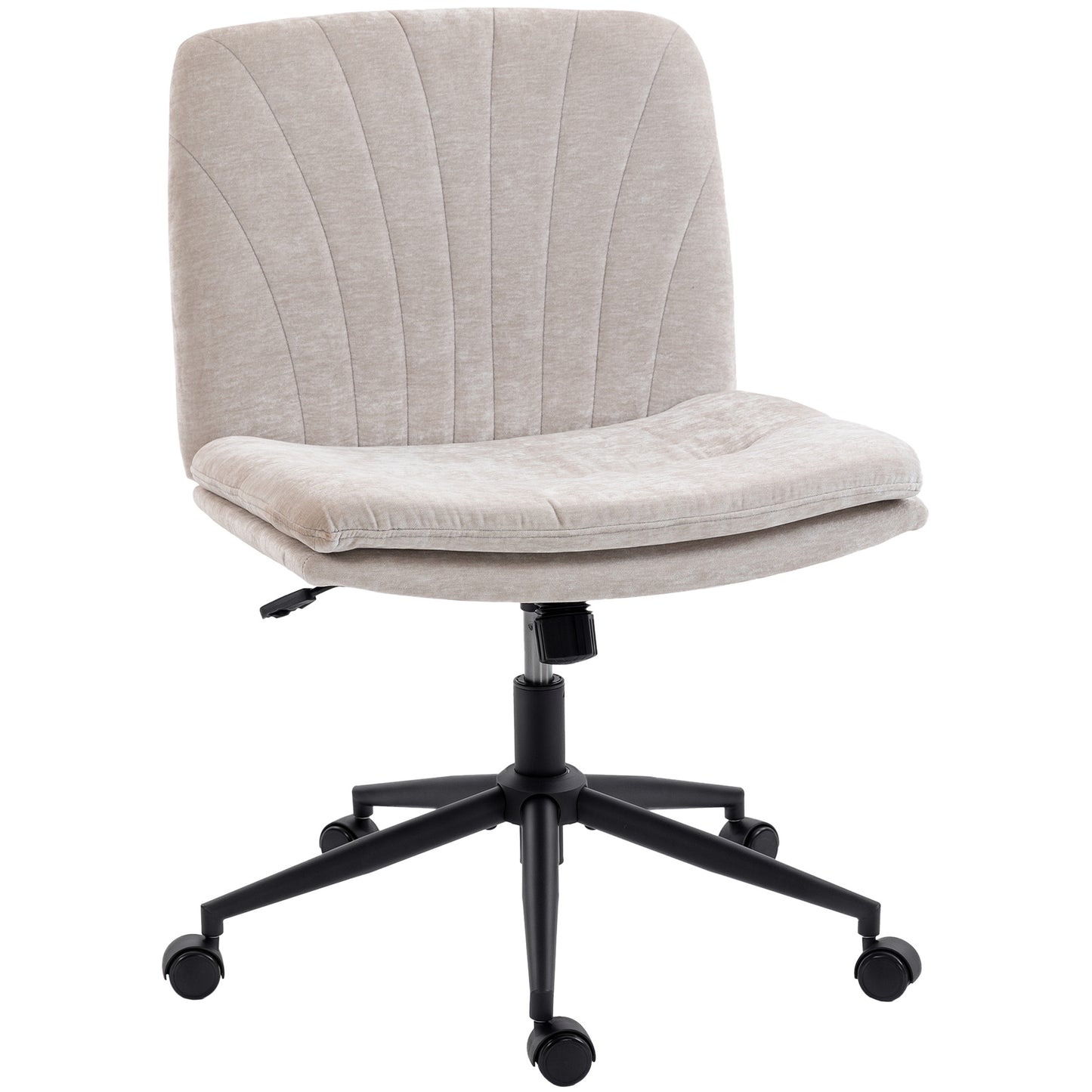 HOMCOM Wide Armless Criss Cross Office Chair: Adjustable Height, Tilting, Swivel, Beige