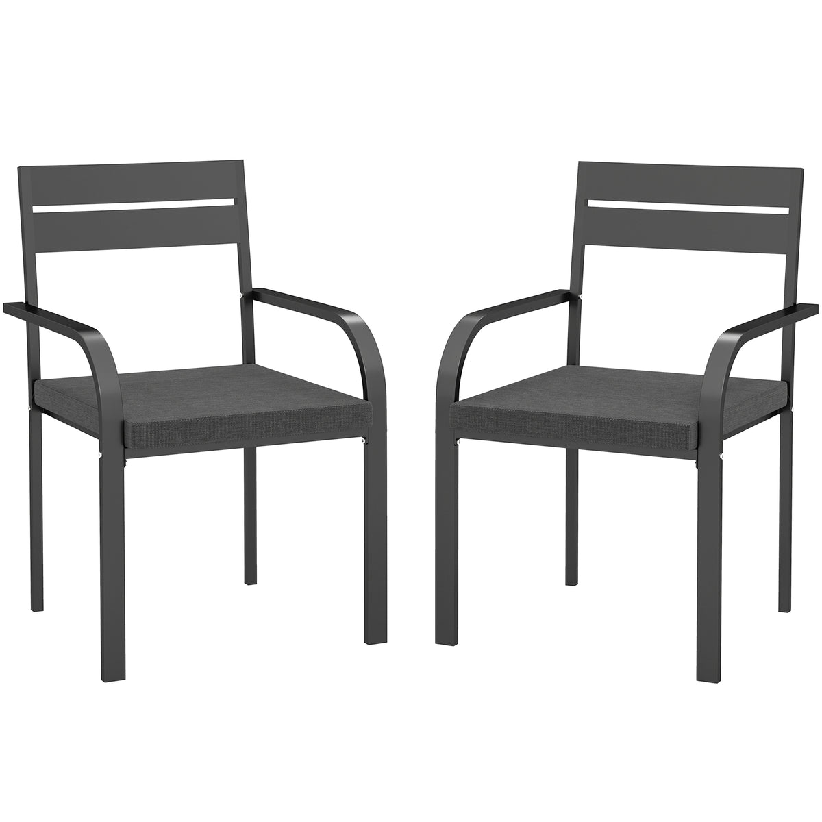 2 Piece Outdoor Dining Chairs with Aluminum Frame, Soft Cushion, for Deck, Garden, Balcony, Poolside