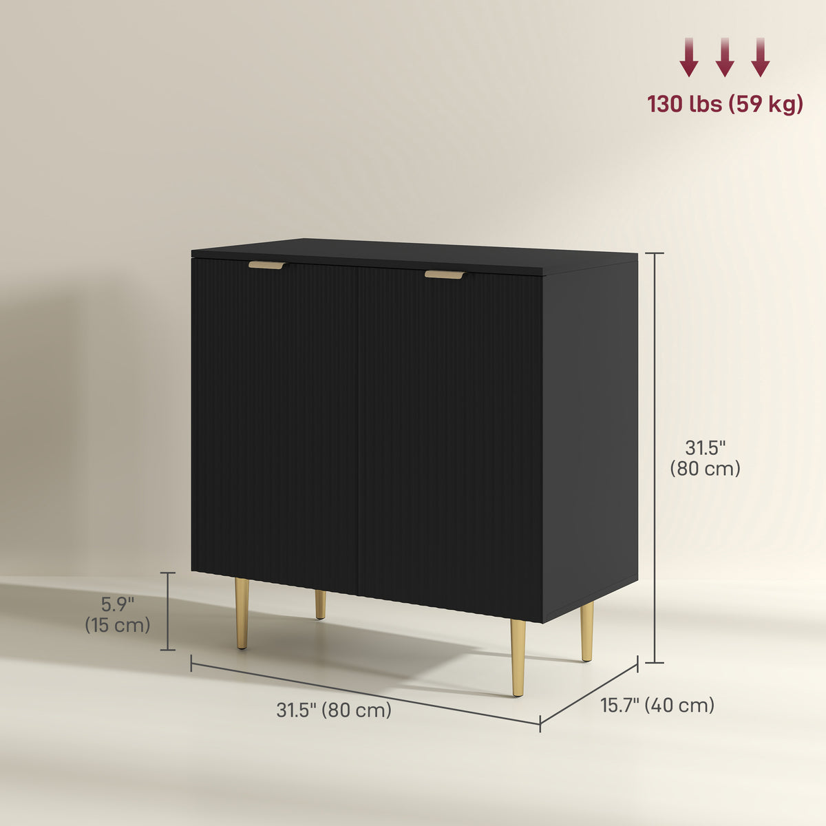 Sideboard Buffet Cabinet with Adjustable Shelves and Metal Legs – 32"W x 32"H