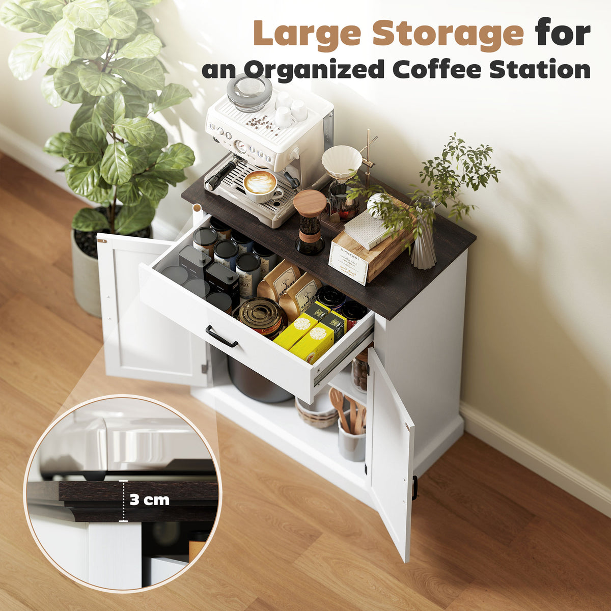 Modern Storage Cabinet with 2 Doors and Adjustable Shelf – 30"W x 36"H