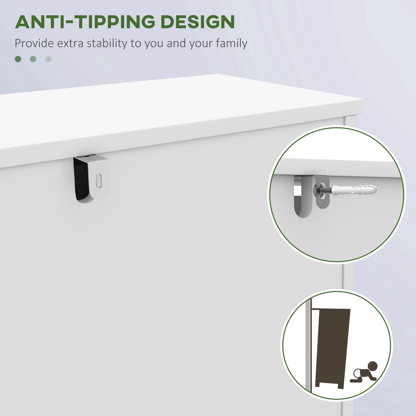 Slim White Shoe Storage Cabinet with 3 Flip Drawers, Adjustable Shelves