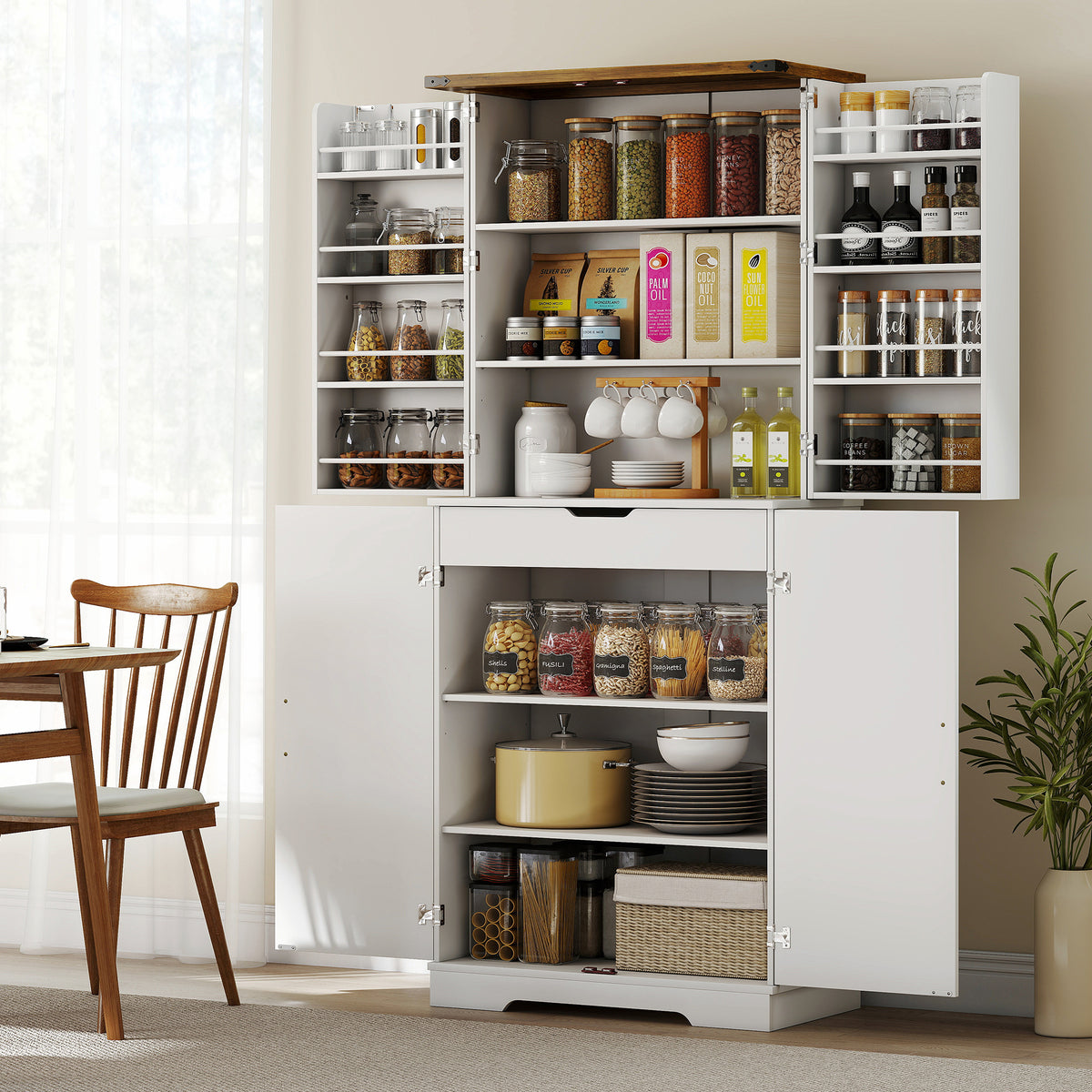 Farmhouse Storage Cabinet with 4 Doors – 30"W x 72"H