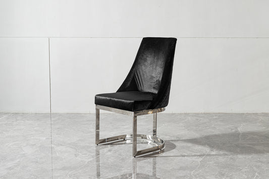 Quilted Ring-Back Dining Chair with Curved Chrome Base