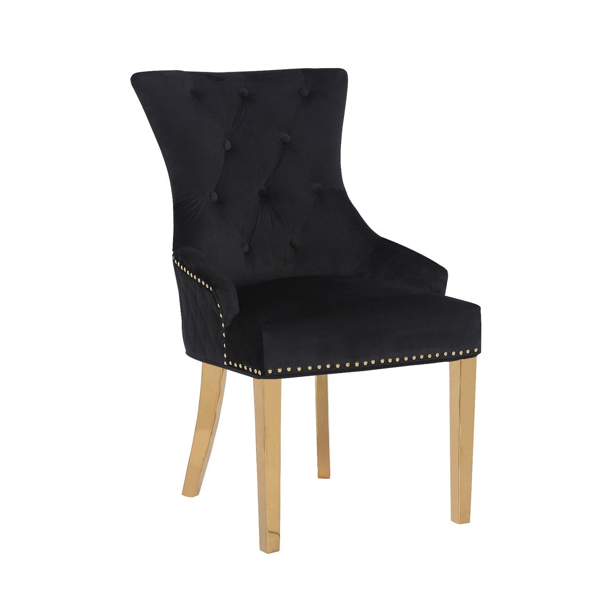 Quilted Velvet Dining Chair with Ring Pull