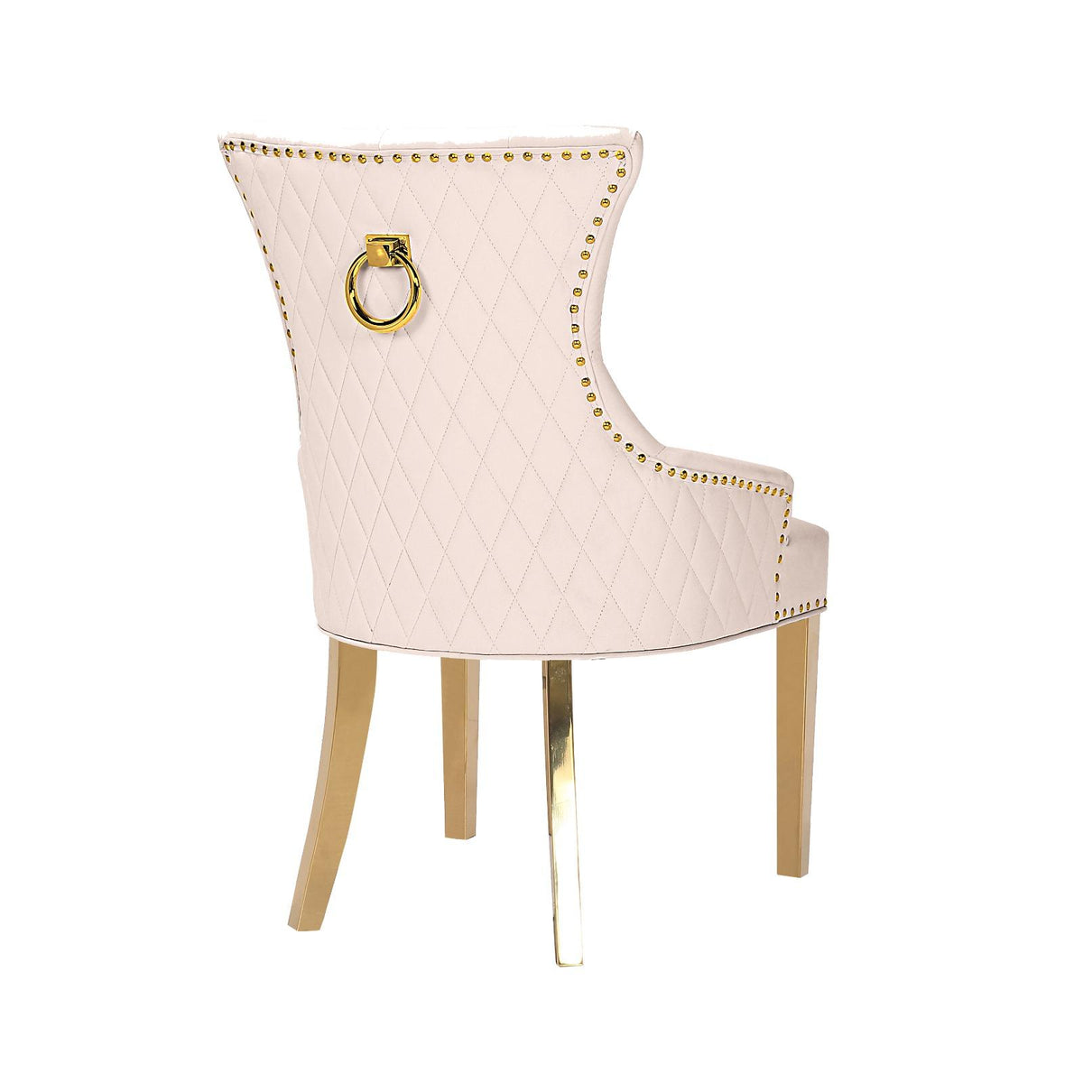 Quilted Velvet Dining Chair with Ring Pull