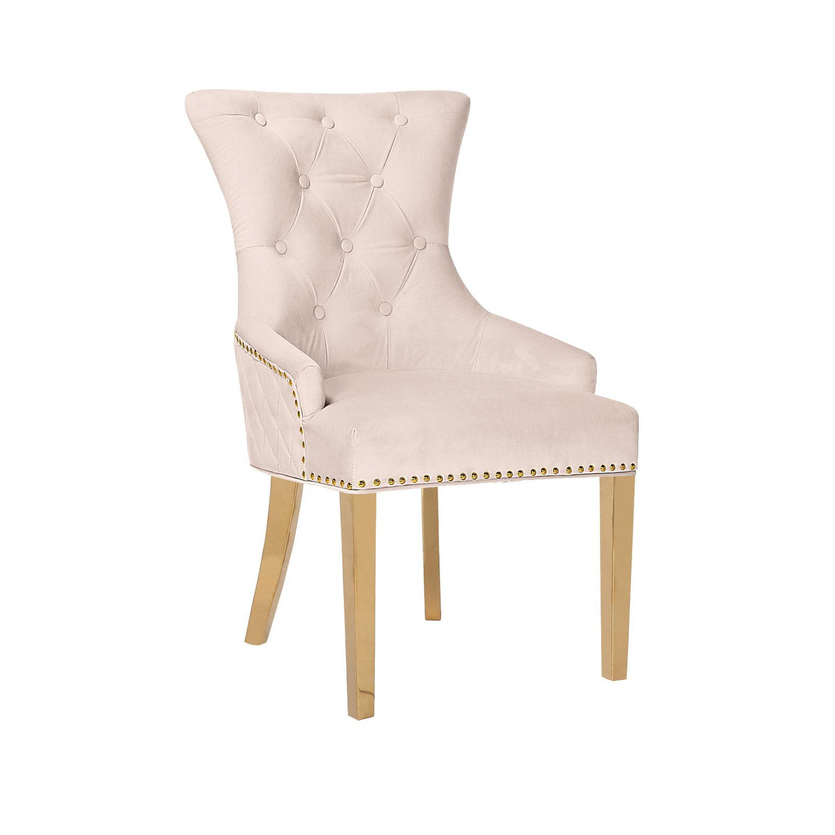 Quilted Velvet Dining Chair with Ring Pull