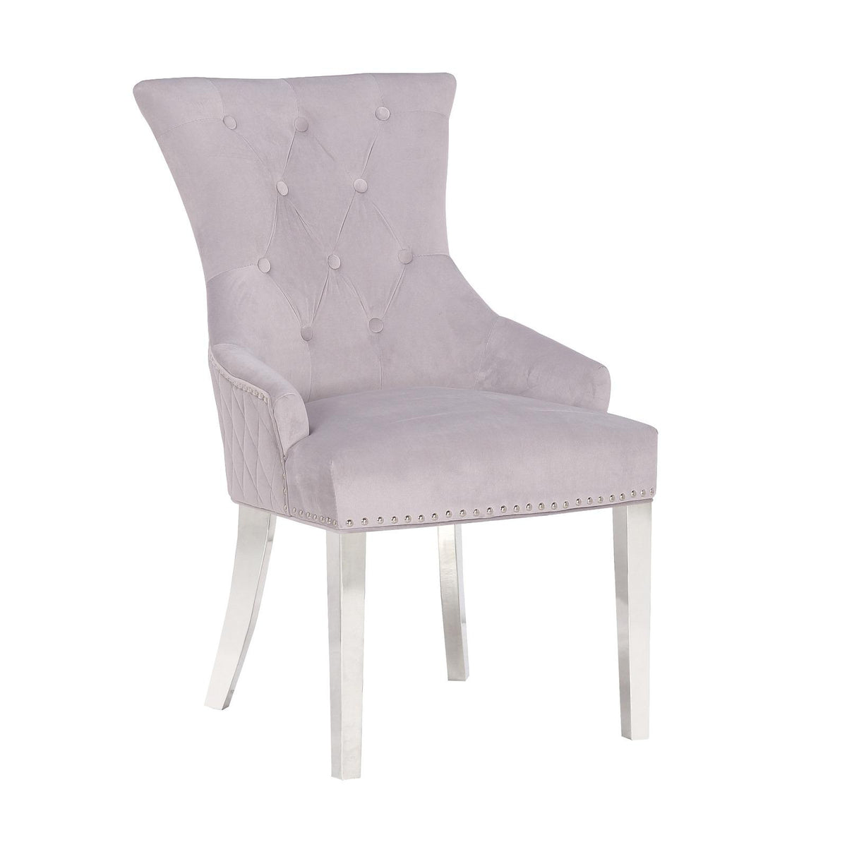 Quilted Velvet Dining Chair with Ring Pull