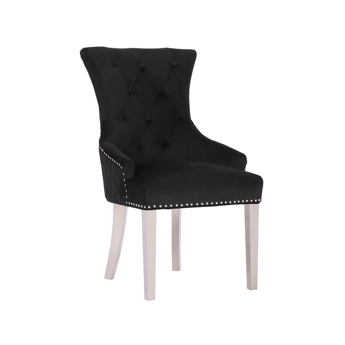 Quilted Velvet Dining Chair with Ring Pull