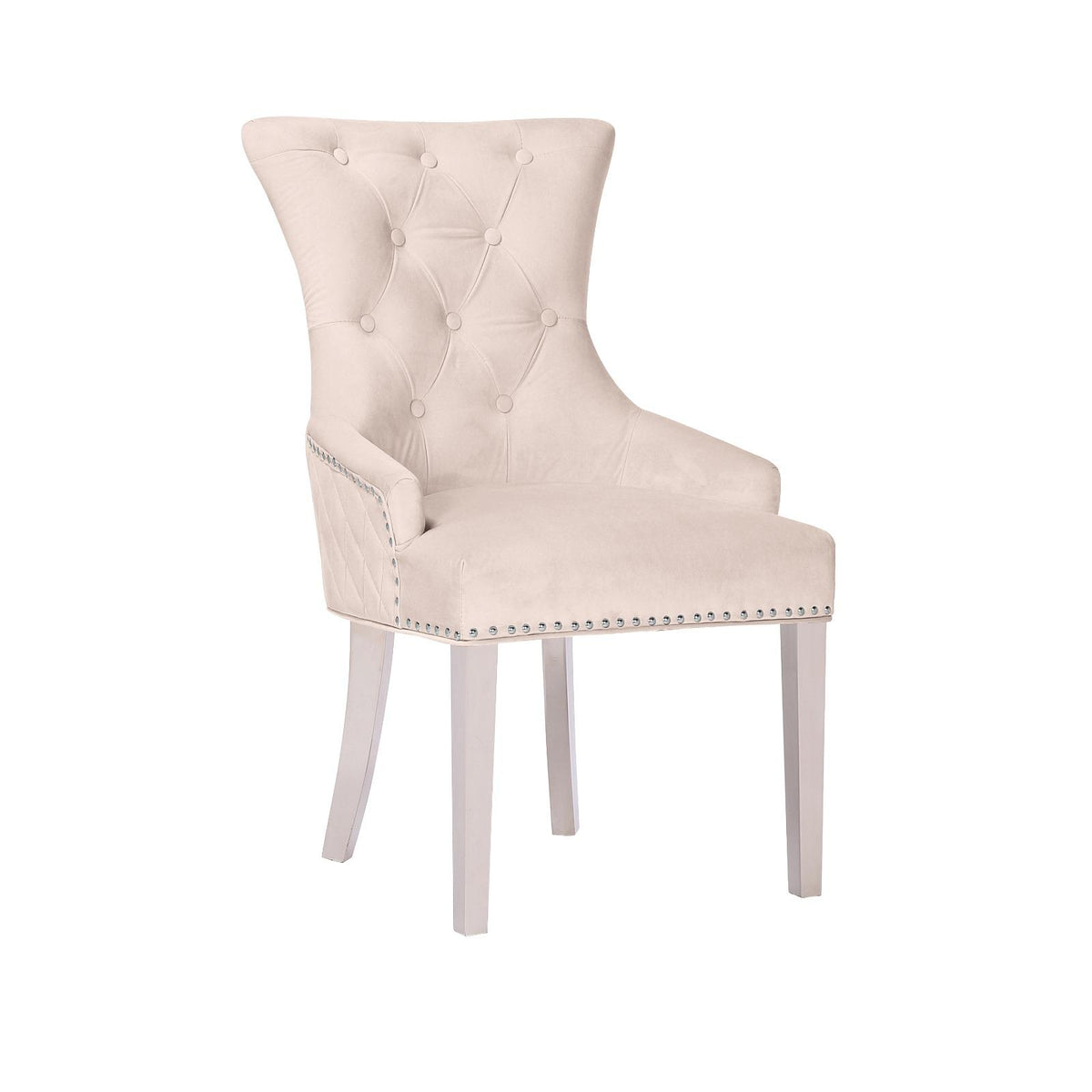 Quilted Velvet Dining Chair with Ring Pull