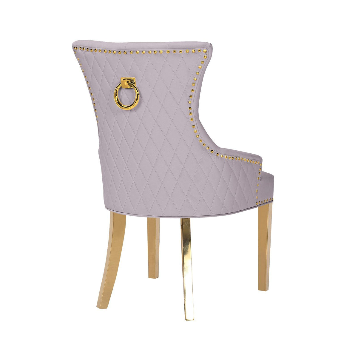 Quilted Velvet Dining Chair with Ring Pull