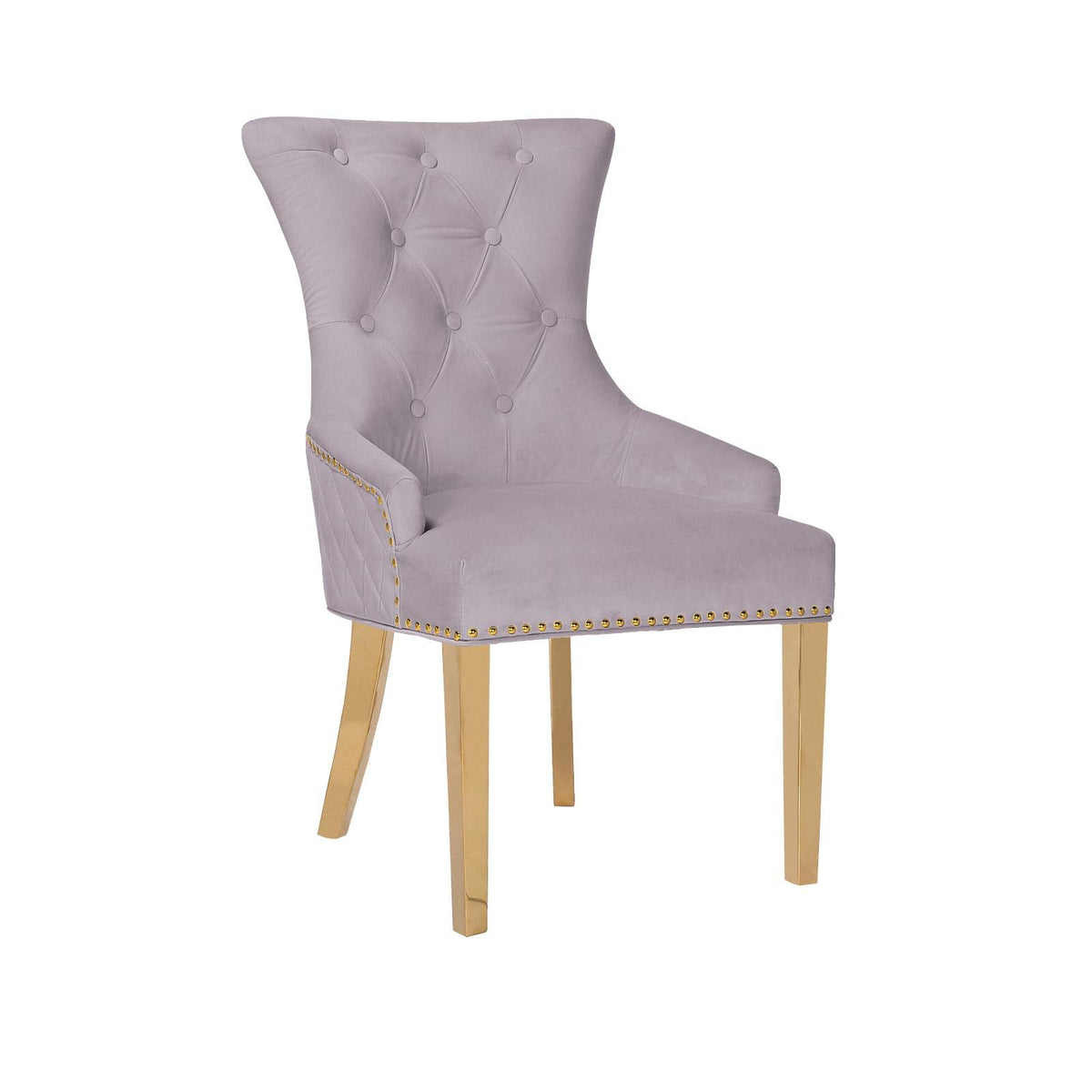 Quilted Velvet Dining Chair with Ring Pull