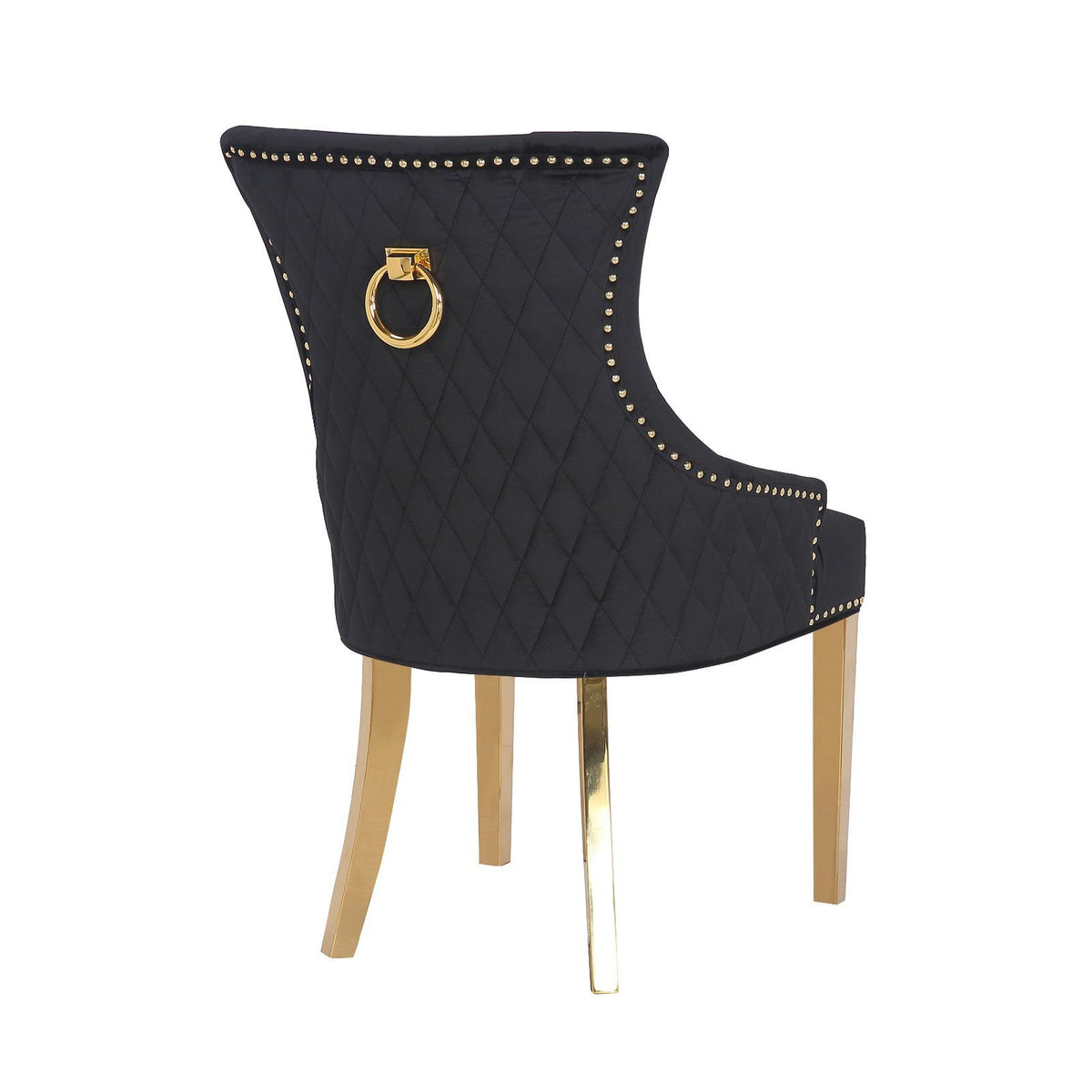 Quilted Velvet Dining Chair with Ring Pull