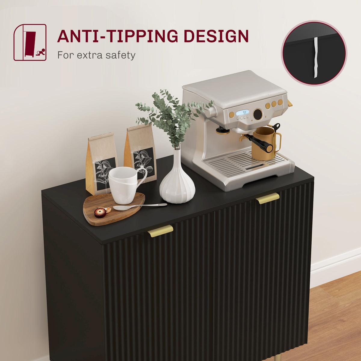 Sideboard Buffet Cabinet with Adjustable Shelves and Metal Legs – 32"W x 32"H