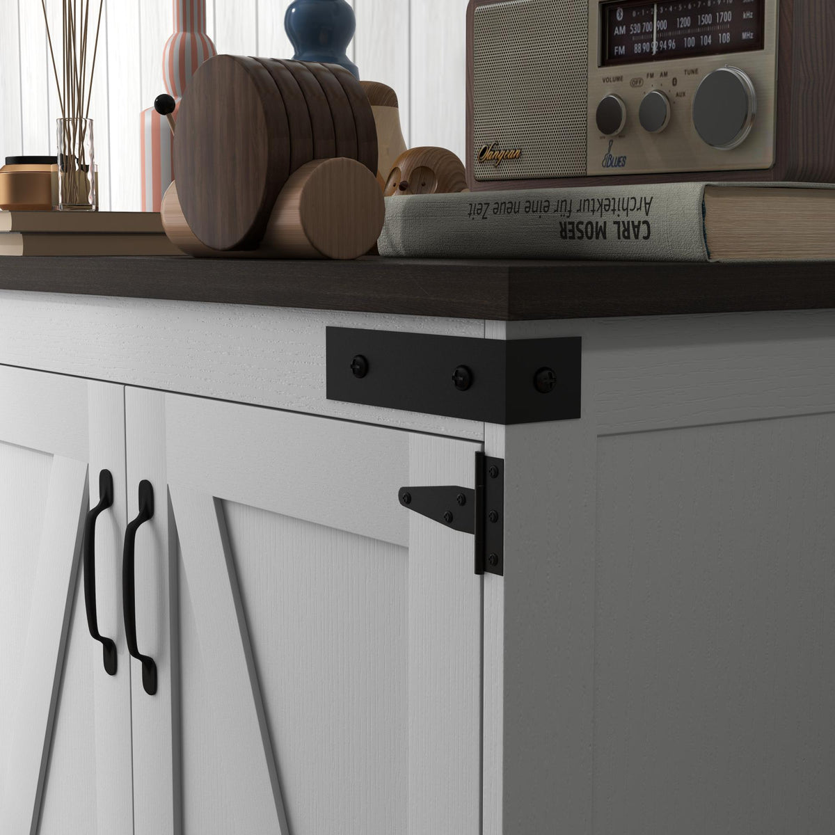Kitchen Storage Cabinet with Barn Door and Adjustable Shelves – 31"W x 31"H
