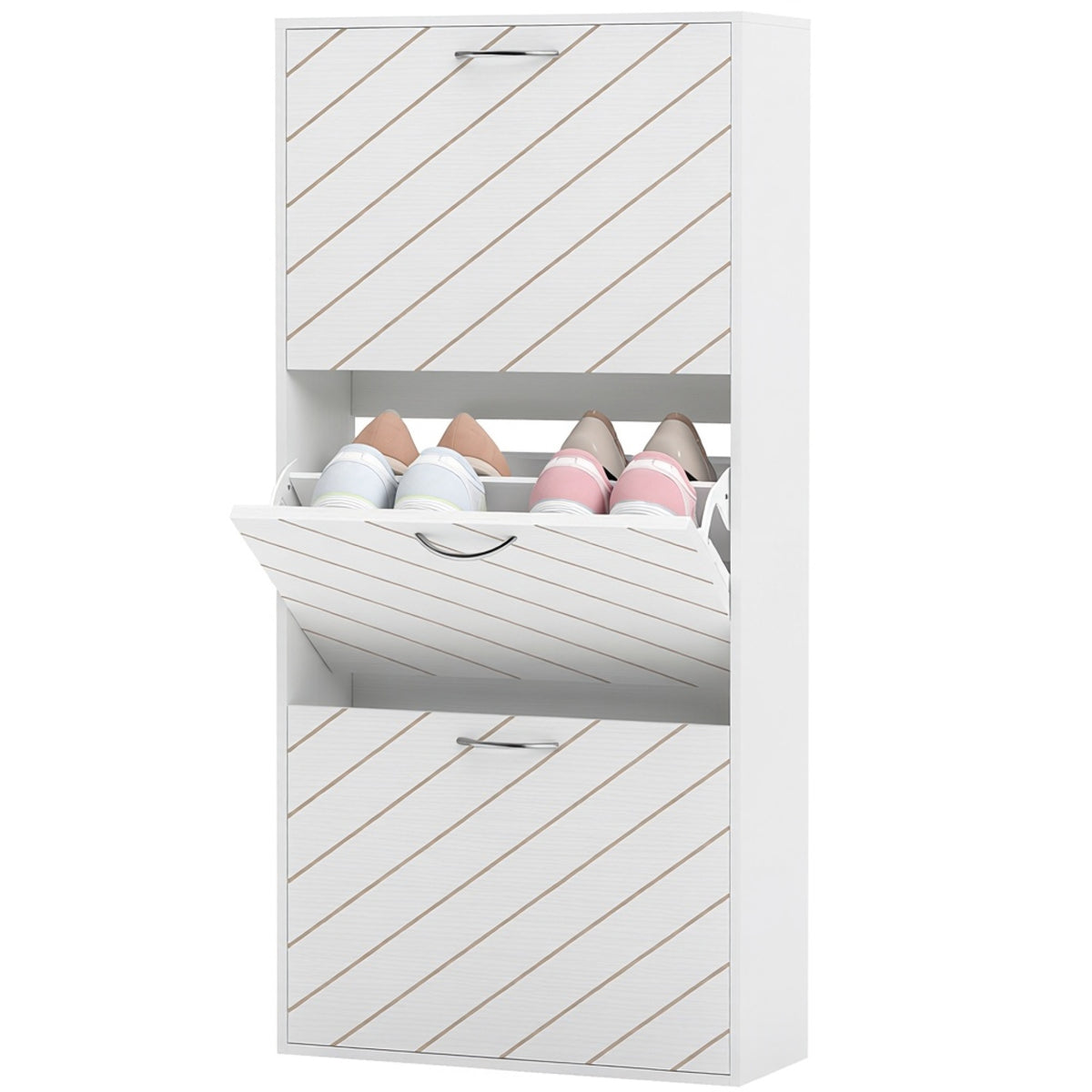 Shoe Storage Cabinet with 3 Flip Drawers – 22"W x 46"H