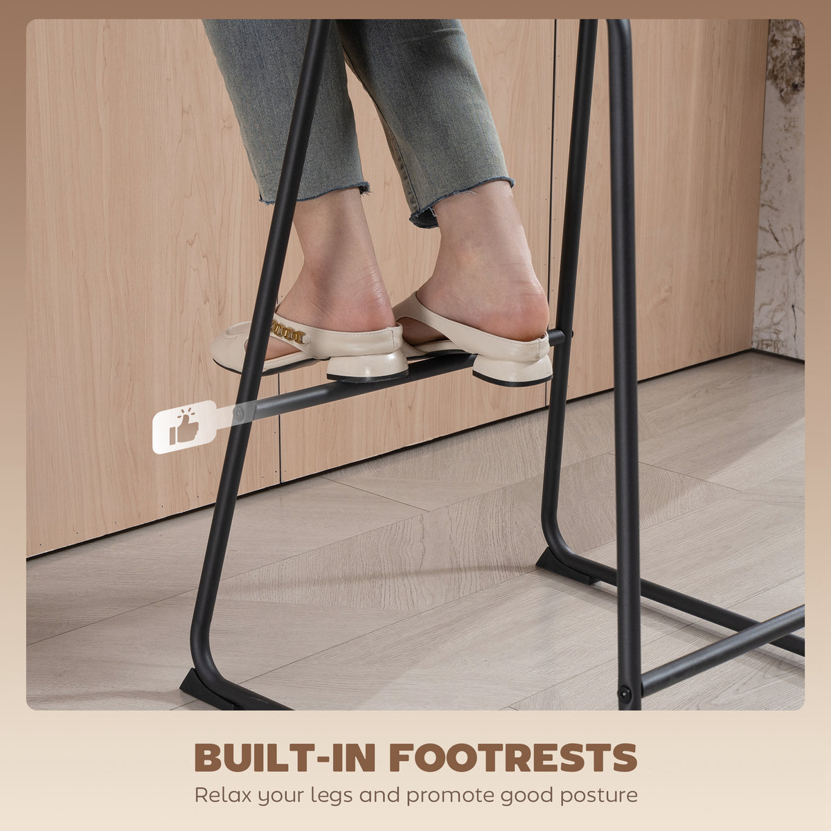 PU Leather Counter Height Kitchen Bar Stools, Set of 2