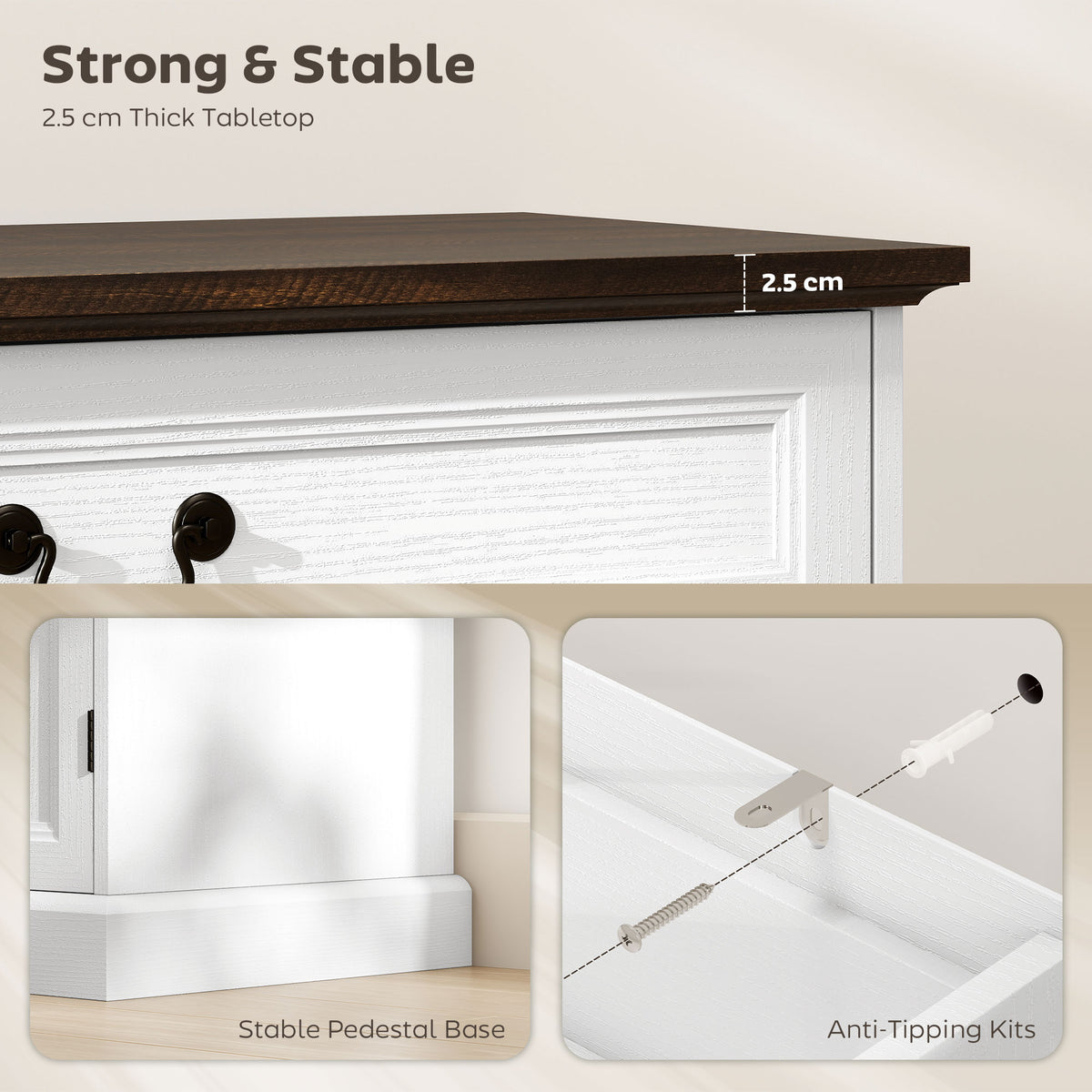 Farmhouse Sideboard with Charging Station – 55"W x 33"H