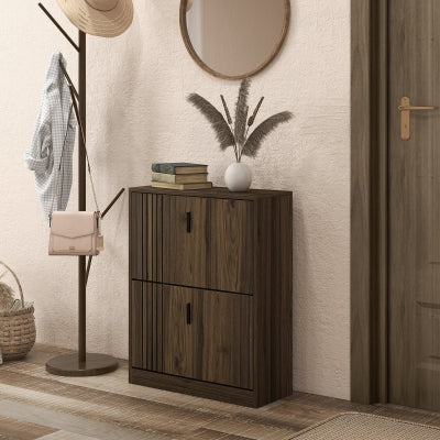 Modern Black Shoe Cabinet: 3 Flip Drawers, Adjustable Storage for 18 Pairs