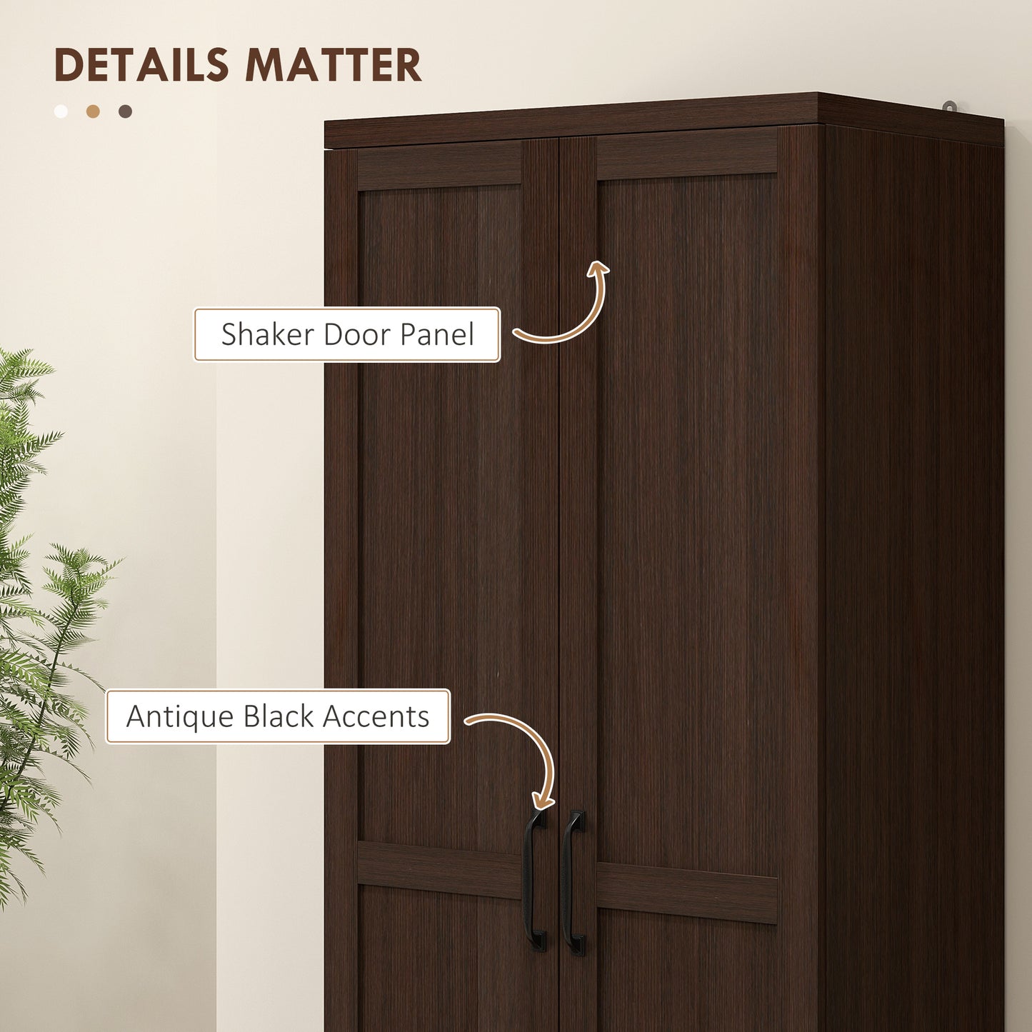 HOMCOM 63" 5-Tier Kitchen Pantry Cabinet Dark Brown