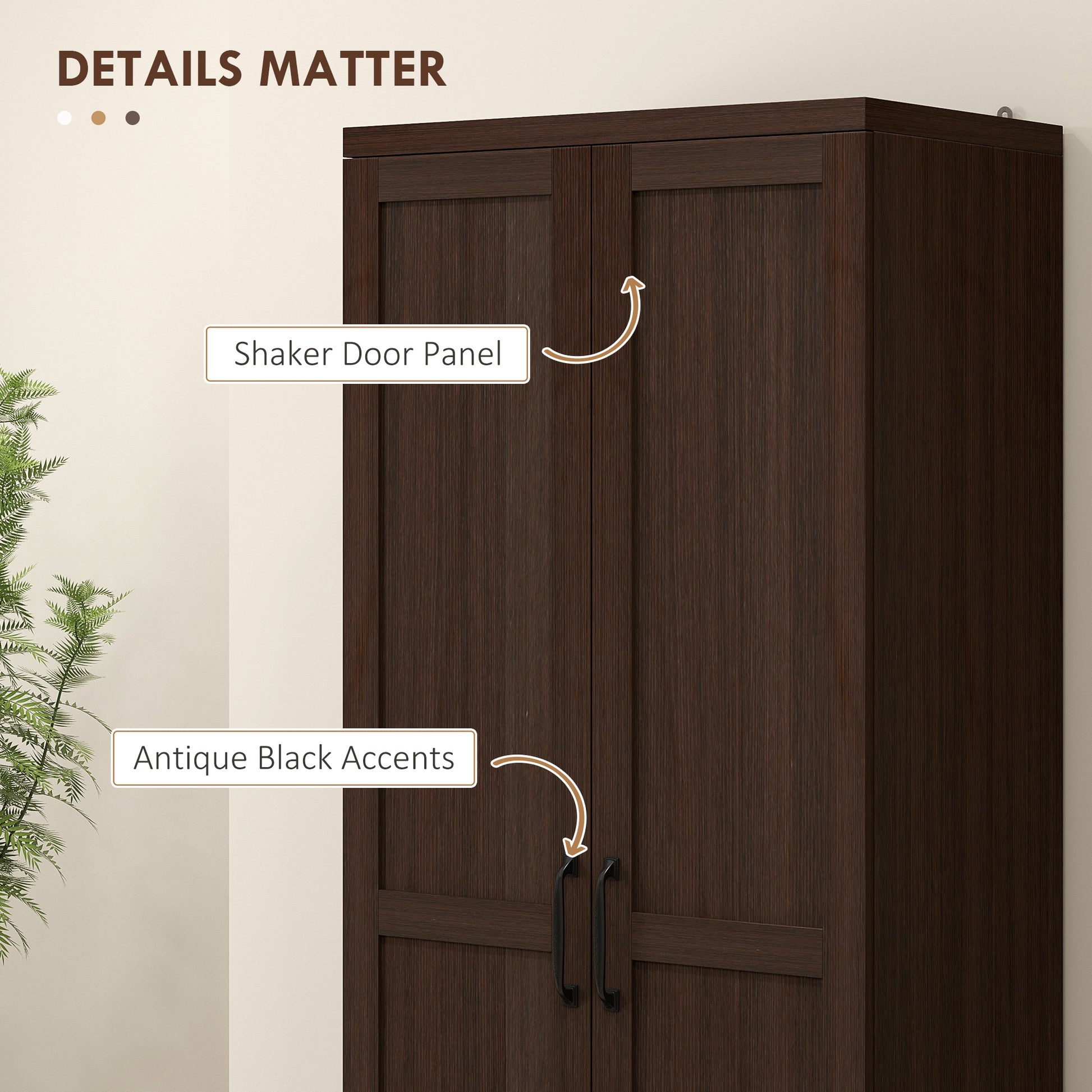 HOMCOM 63" 5-Tier Kitchen Pantry Cabinet Dark Brown