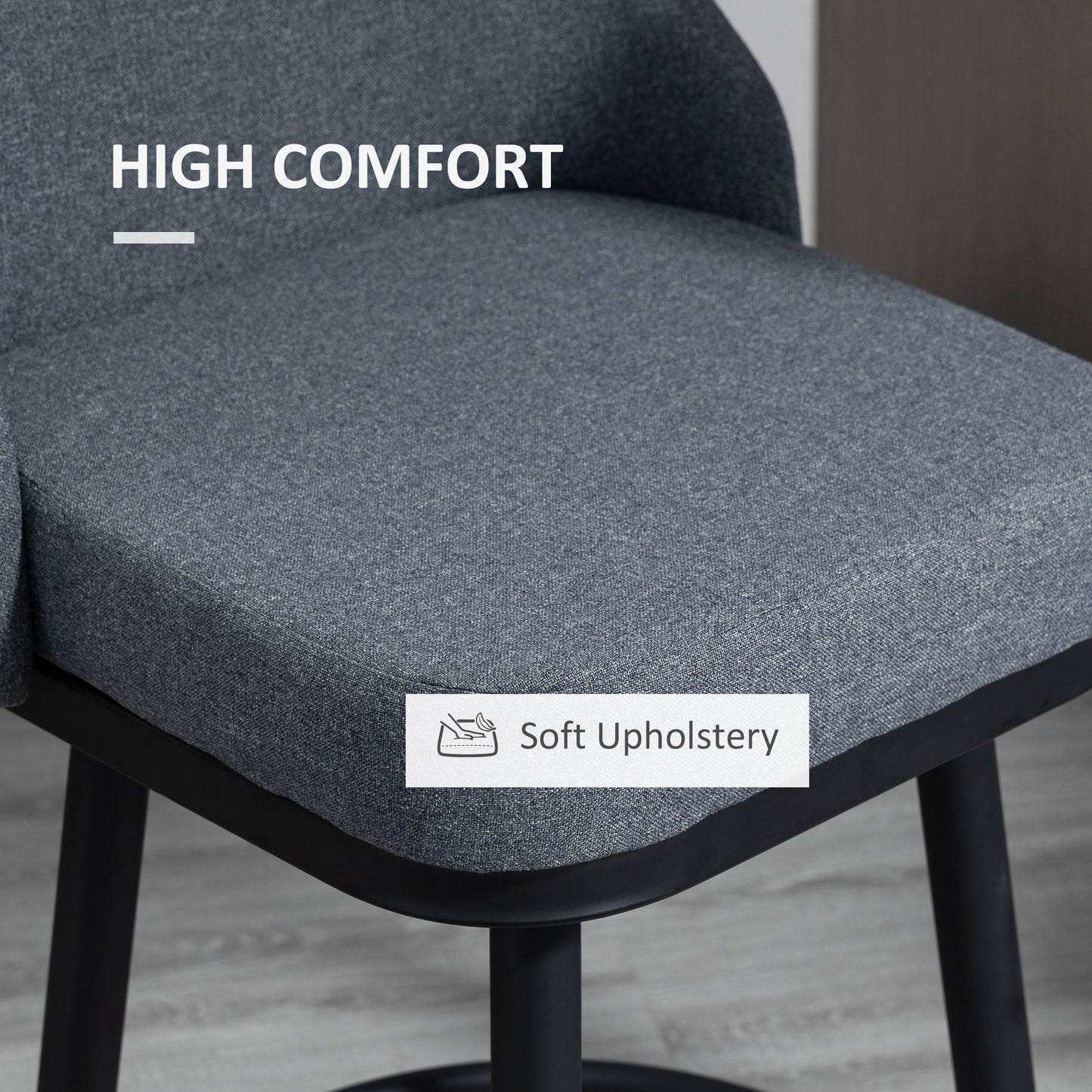HOMCOM Extra Tall Bar Stools, 360° Swivel, Charcoal Grey