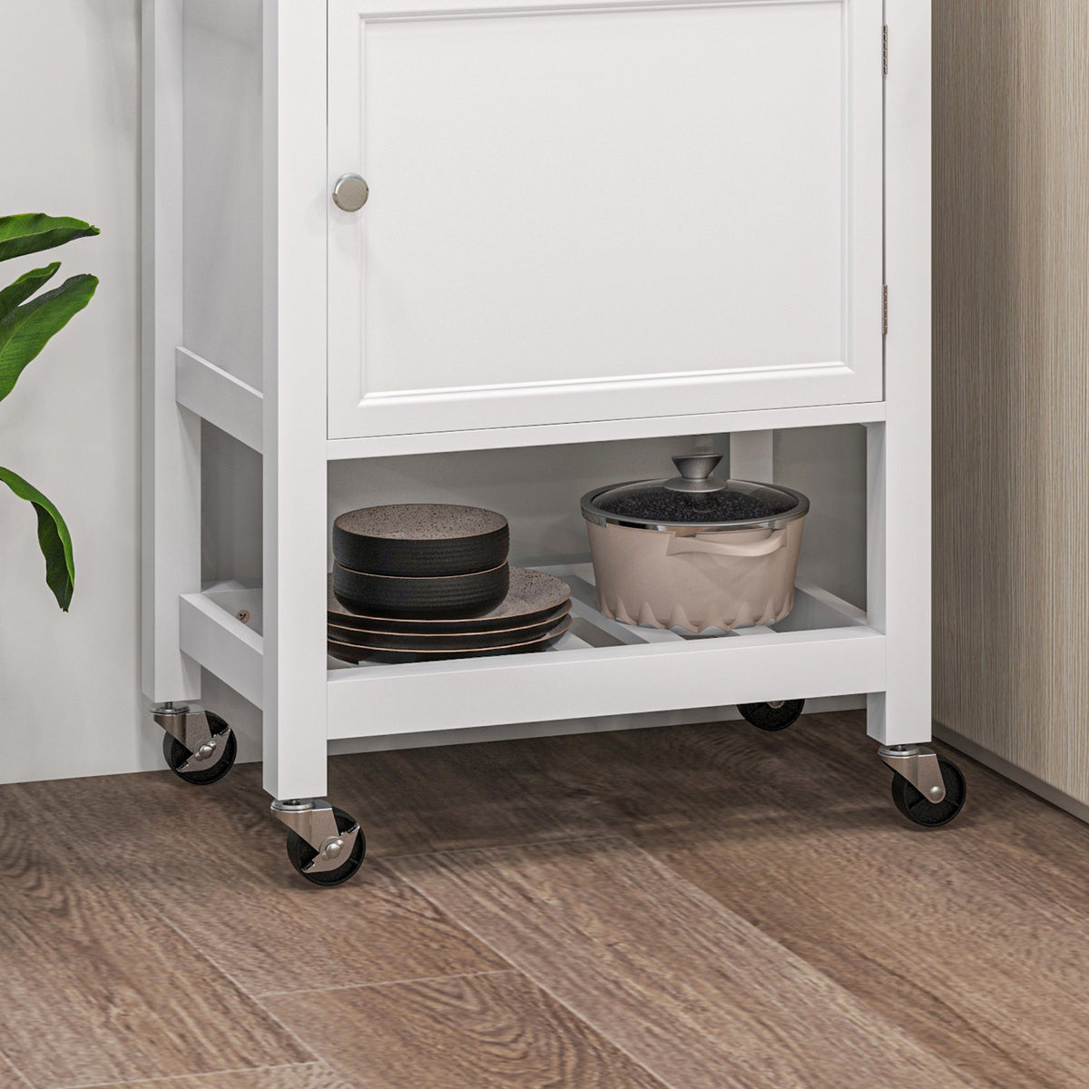 Rolling Kitchen Cart with Wood Top – 25"W x 35"H