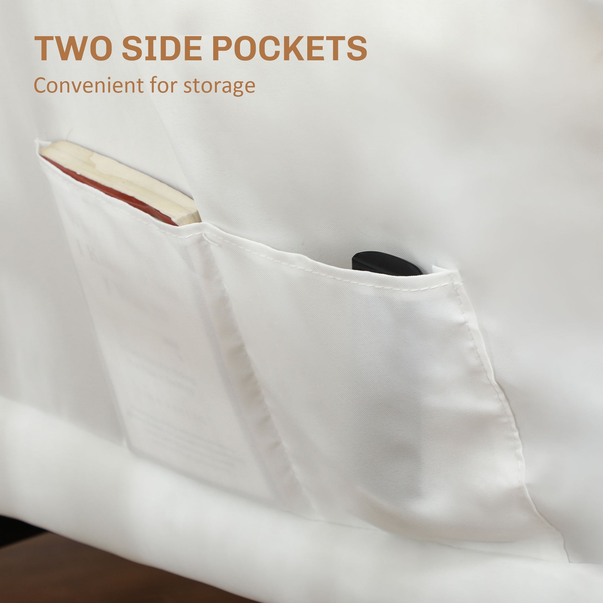 HOMCOM Modern Cream White Accent Armchair with Side Pockets & Steel Legs