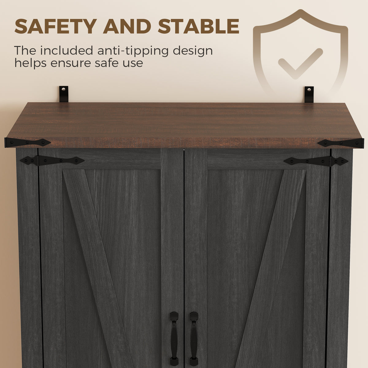 Farmhouse Pantry Cabinet with Barn Doors – 30"W x 71"H