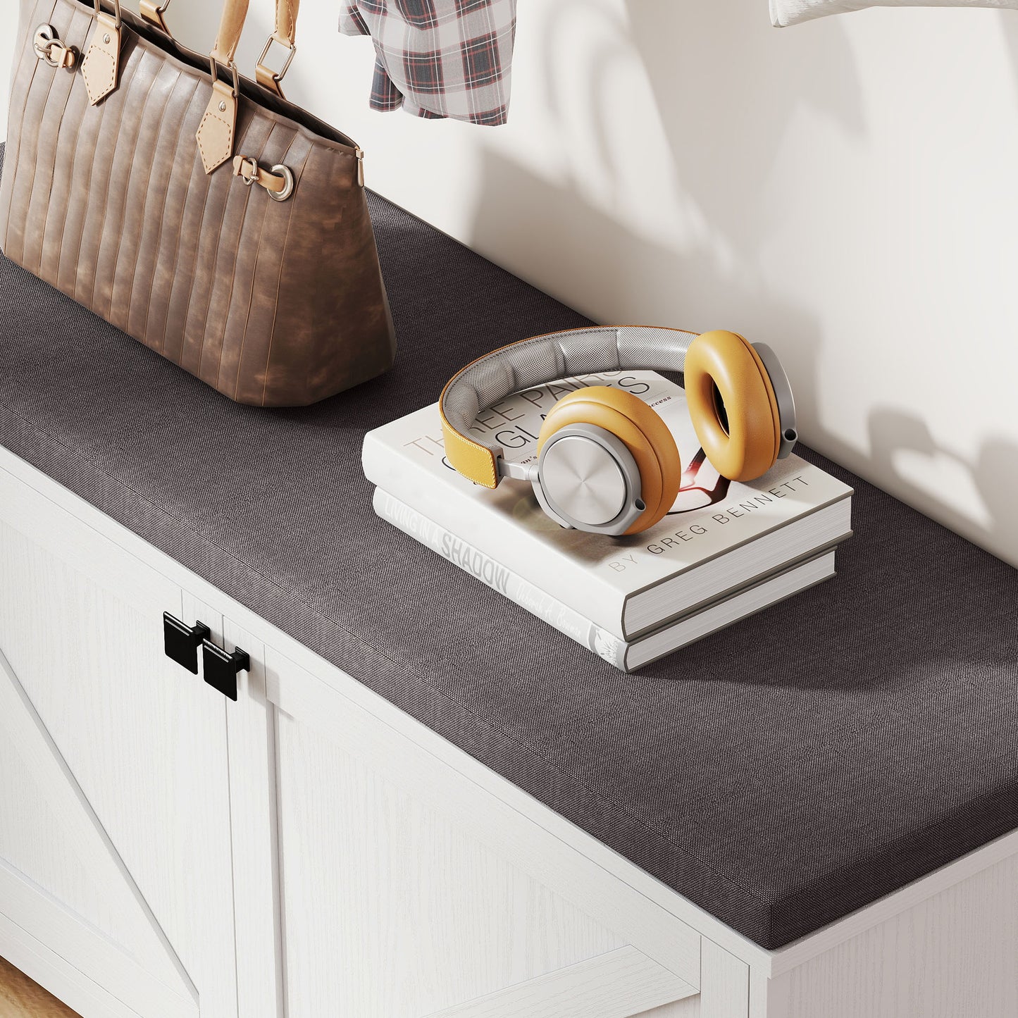 HOMCOM Entryway Shoe Storage Bench, Padded Seat, 8 Pair Organizer, White Wood Grain