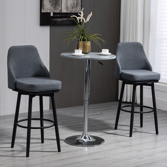 HOMCOM Extra Tall Bar Stools, 360° Swivel, Charcoal Grey