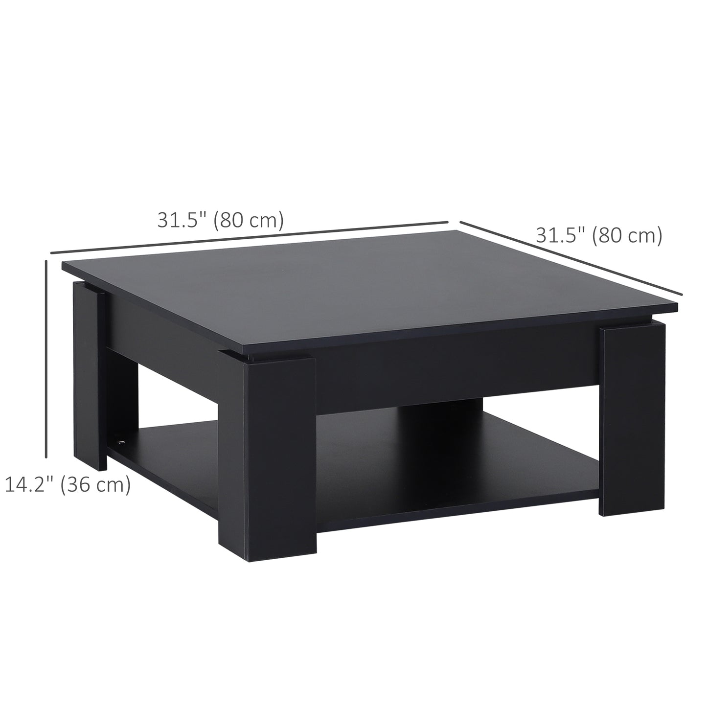 HOMCOM 2-Tier Modern Coffee Table with Bottom Shelf for Living Room