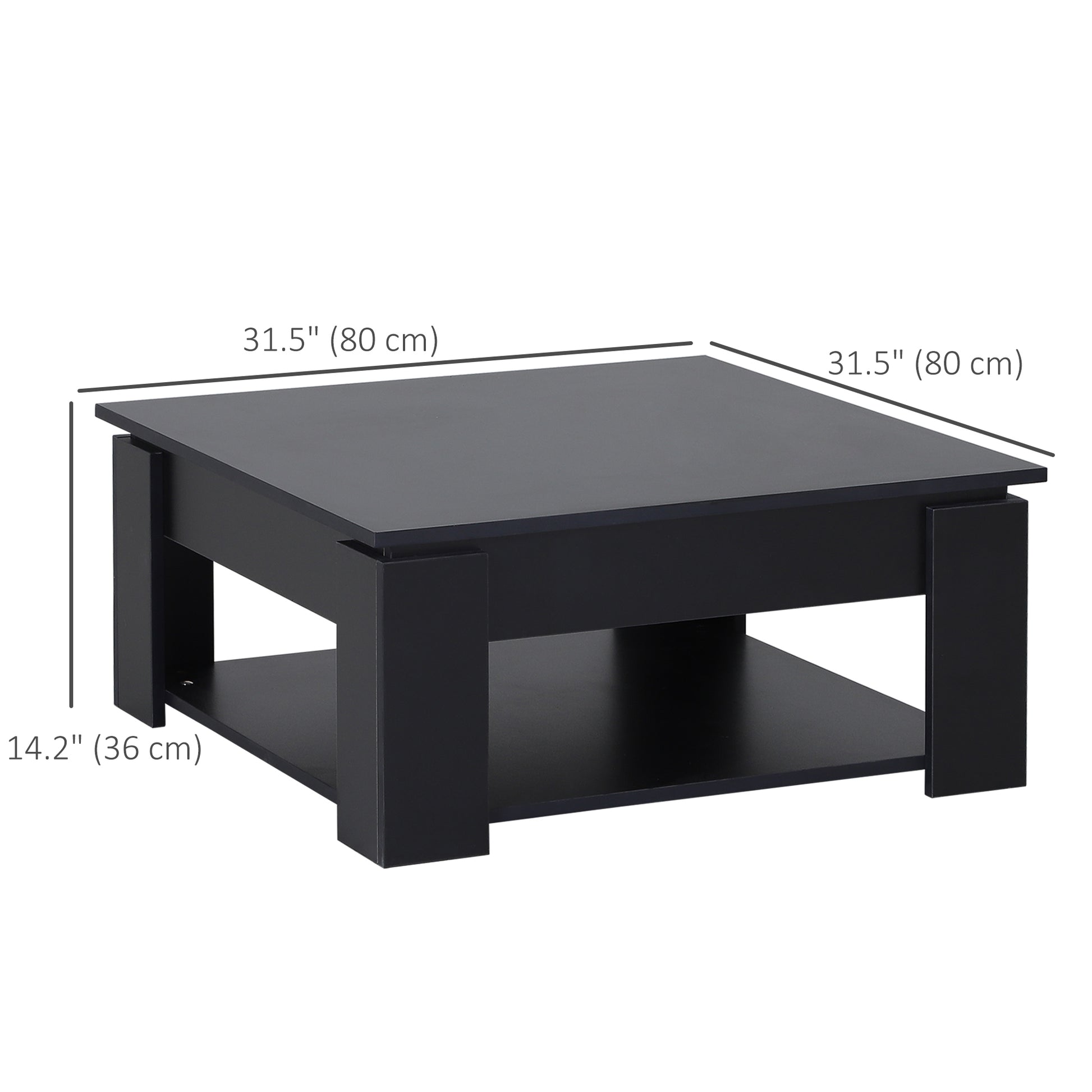 HOMCOM 2-Tier Modern Coffee Table with Bottom Shelf for Living Room