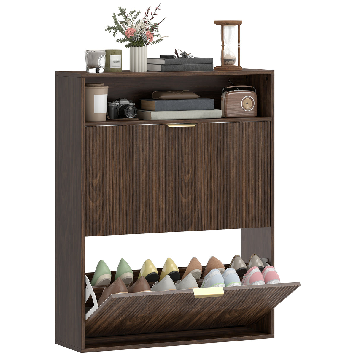Shoe Cabinet with 2 Flip Drawers – 31"W x 40"H