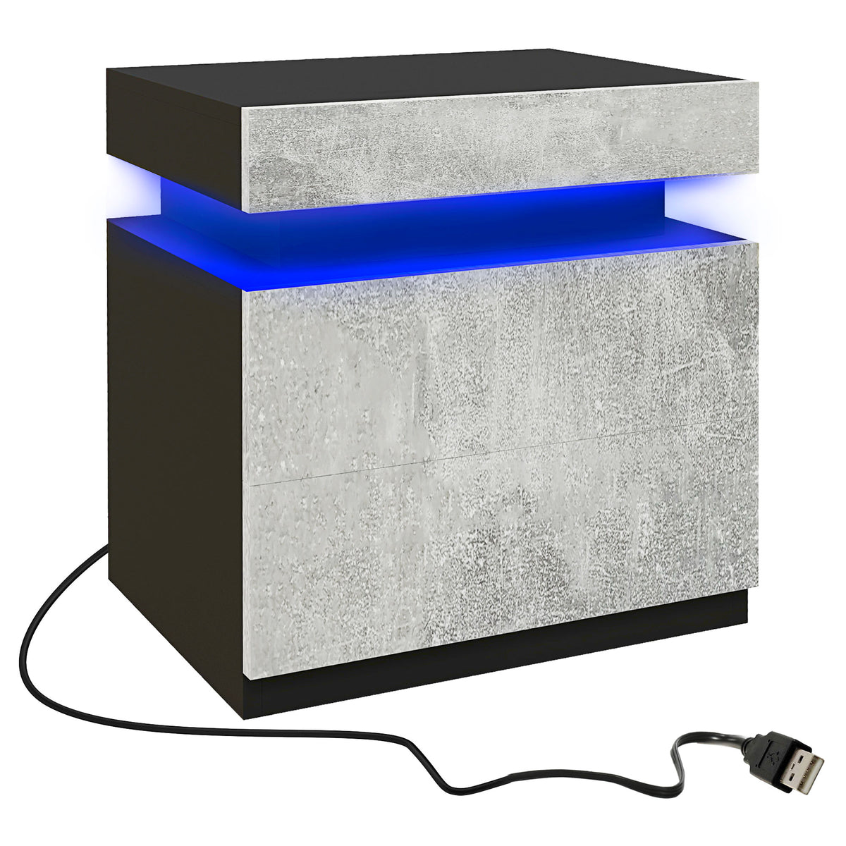 LED Nightstand with 2 Drawers – 18"W x 21"H