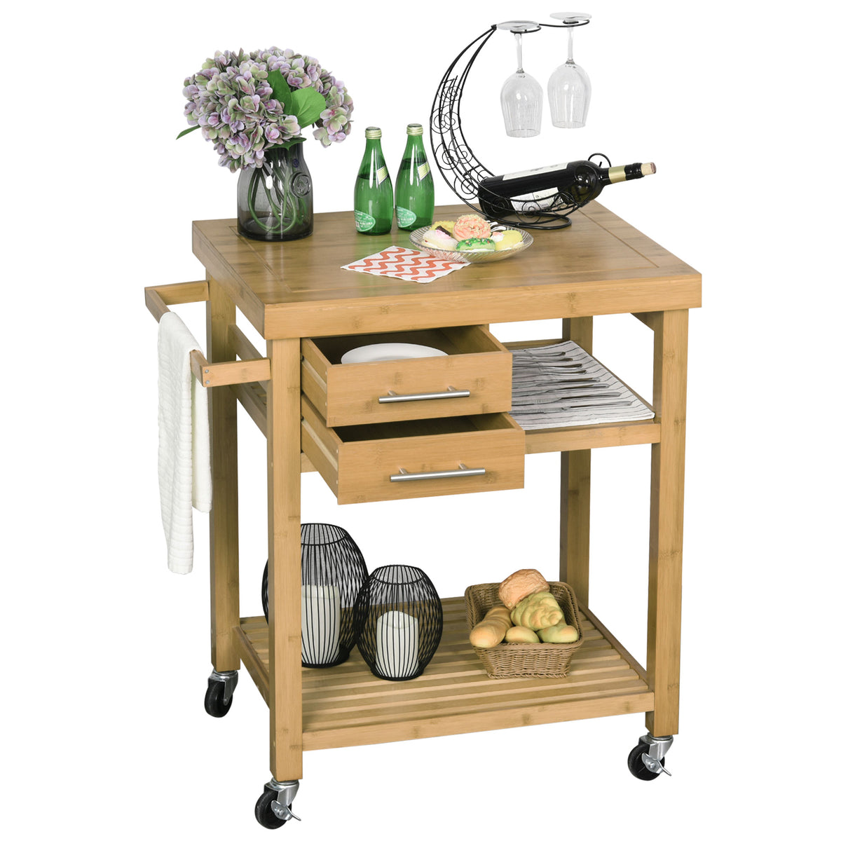 Rolling Utility Cart with Wheels – 29"W x 37"H