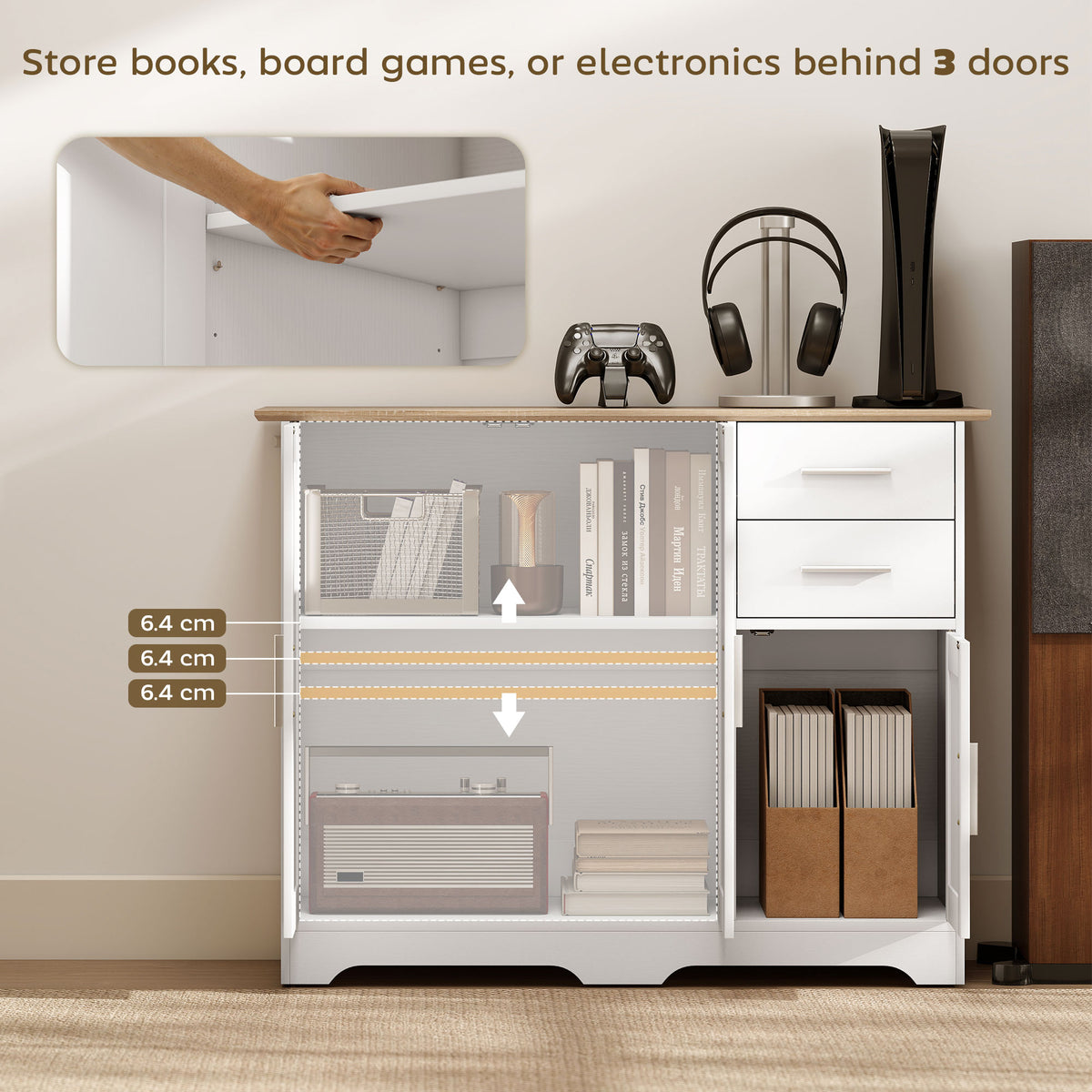 Modern Kitchen Storage Cabinet with 2 Drawers – 39"W x 31"H