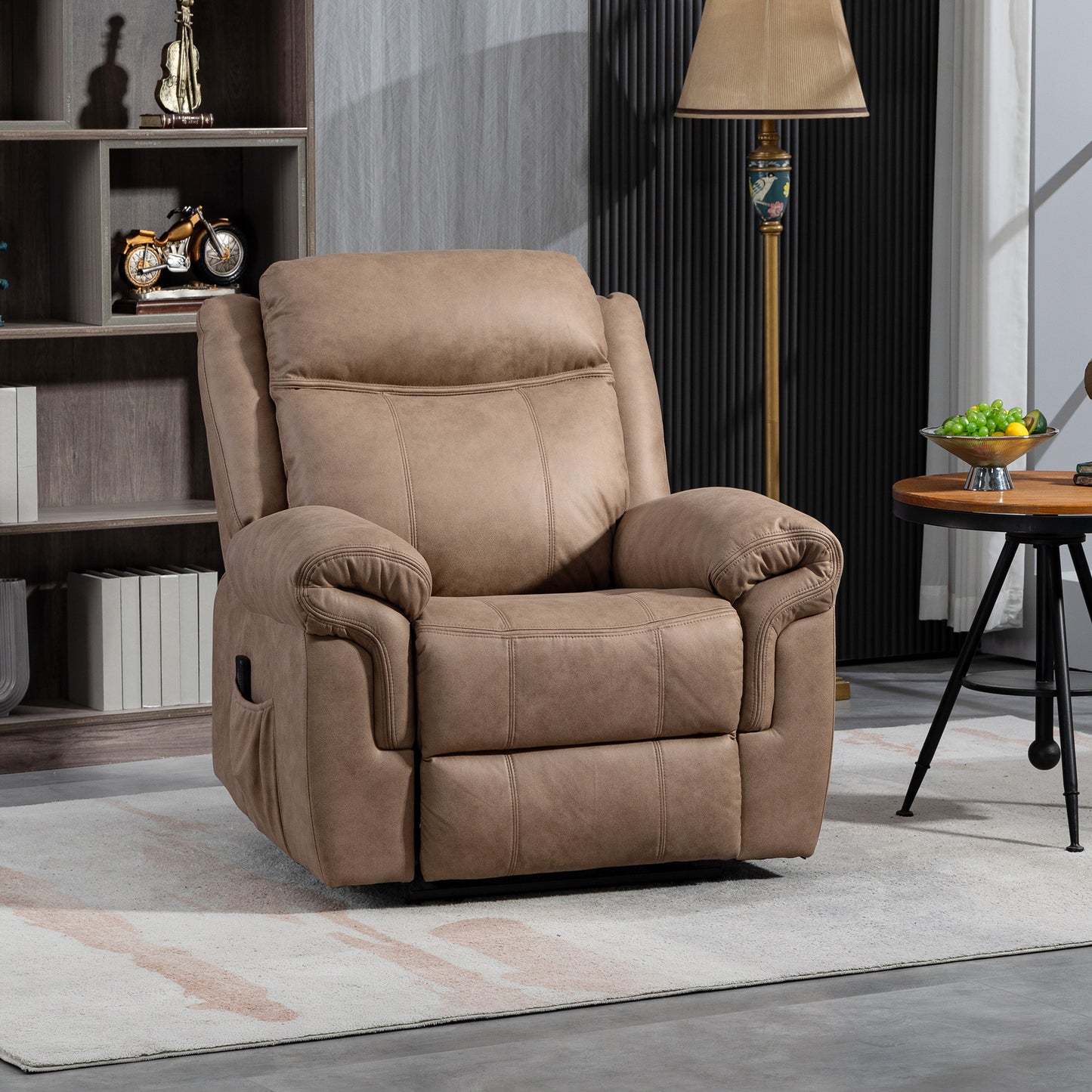 HOMCOM Manual Recliner Chair with Vibration Massage, Side Pockets, Microfiber, Brown