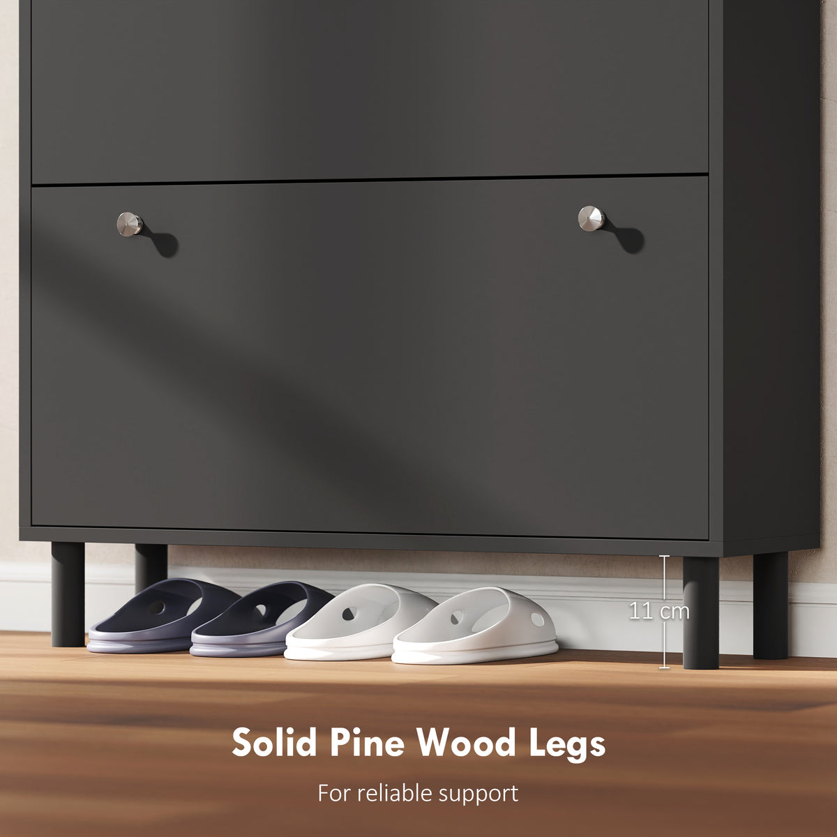 Narrow Shoe Cabinet with 4 Flip Drawers – 31"W x 62"H