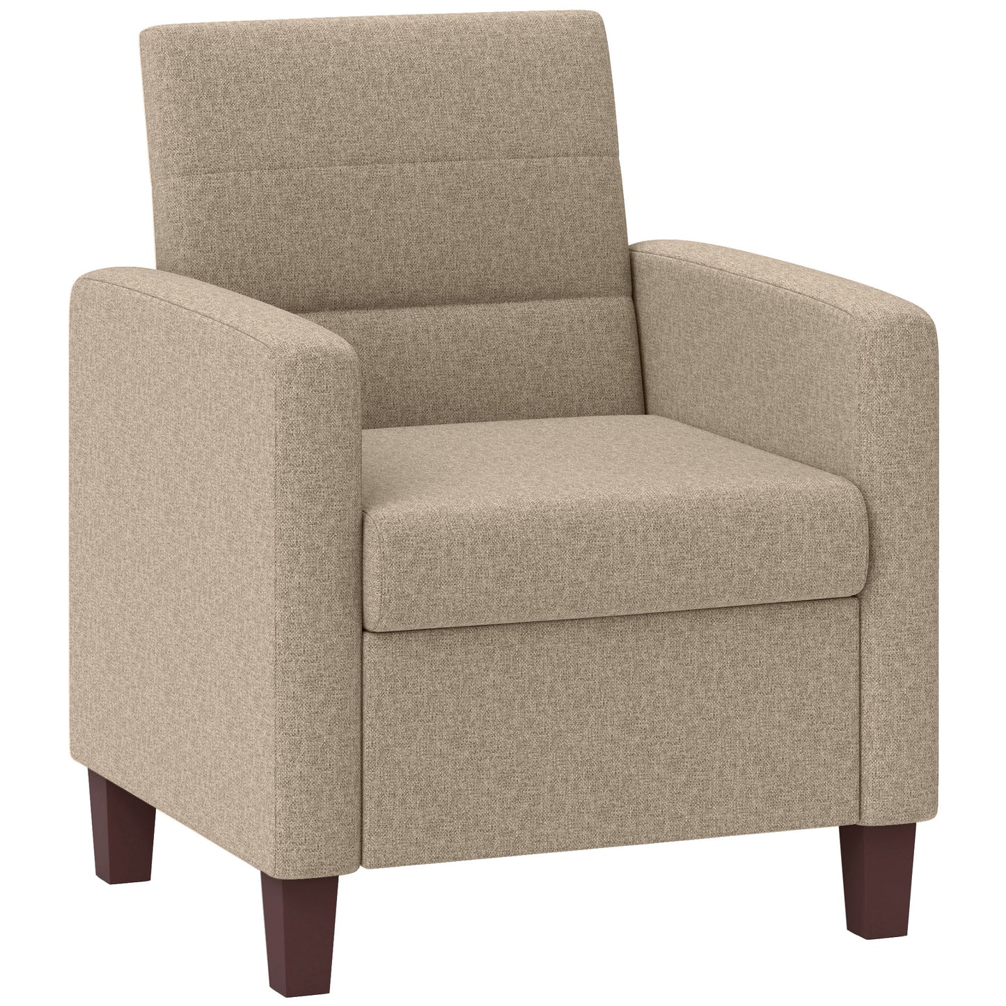 HOMCOM Modern Light Brown Fabric Accent Chair with Supportive Cushion and Non-Slip Pads