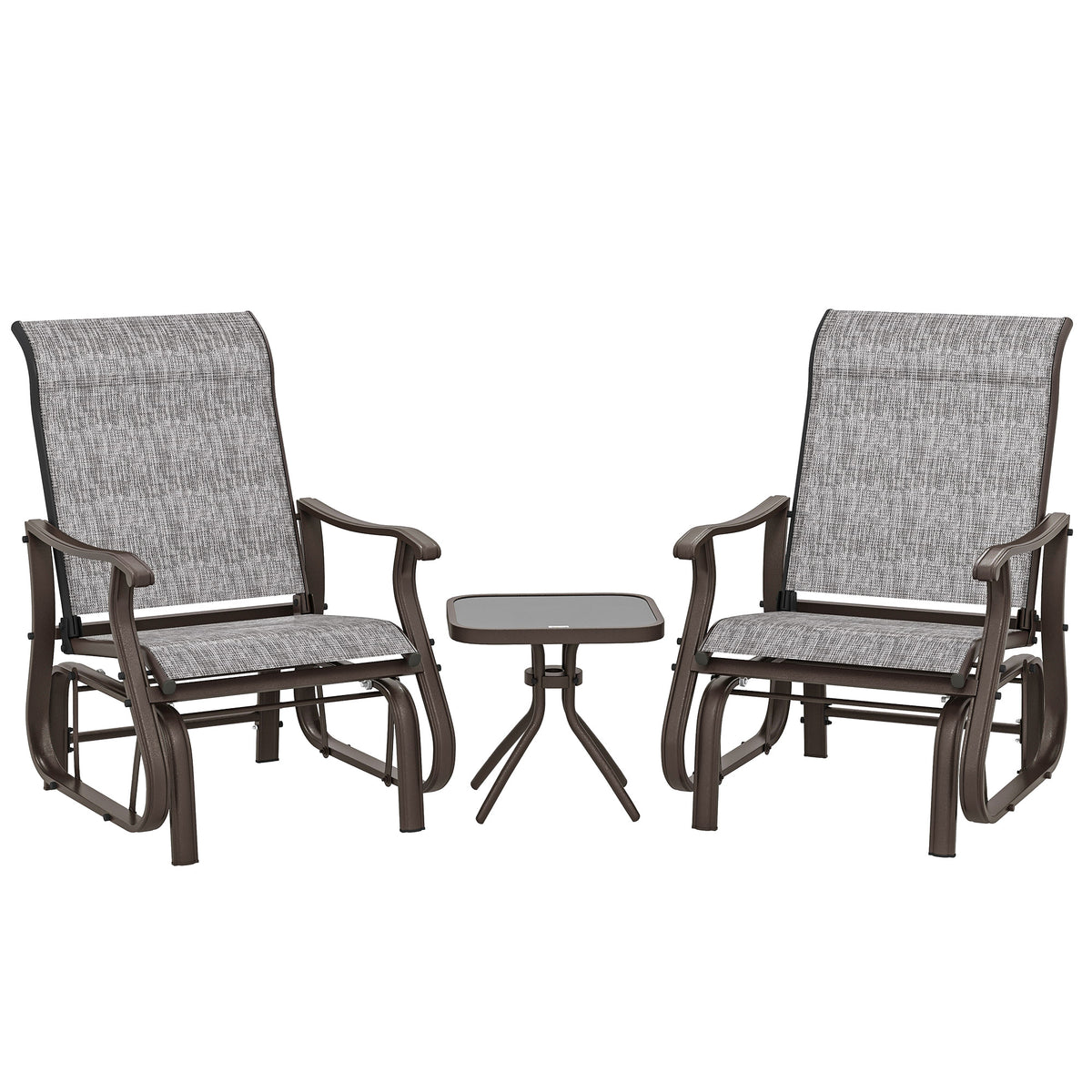 3PCs Gliding Rocking Chair & Bistro Tea Table Set