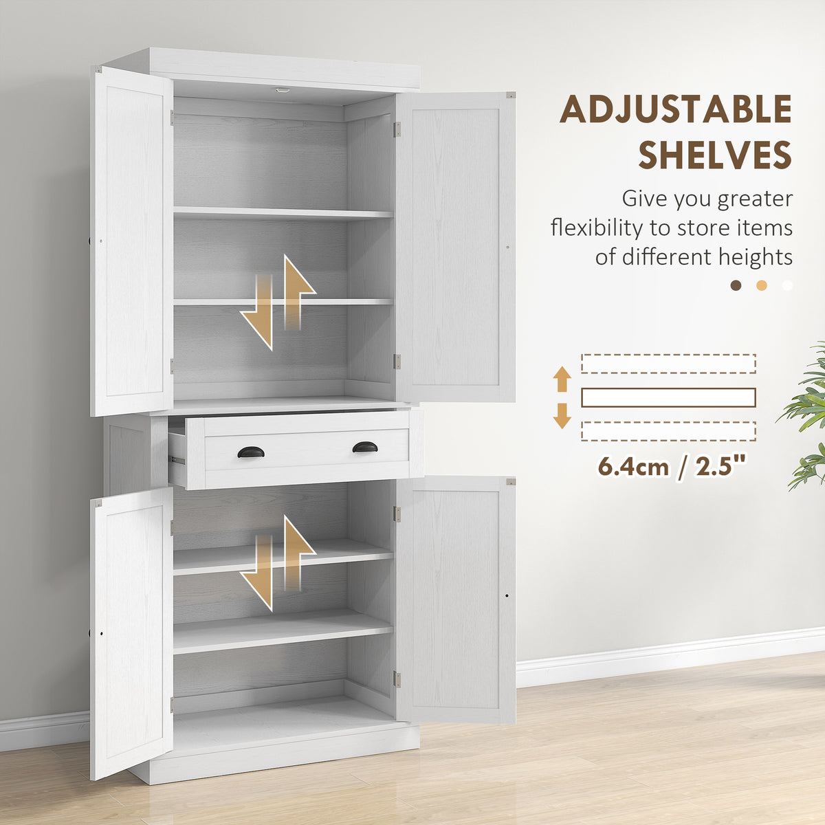 Tall Kitchen Pantry Cabinet with 2 Drawers – 30"W x 73"H