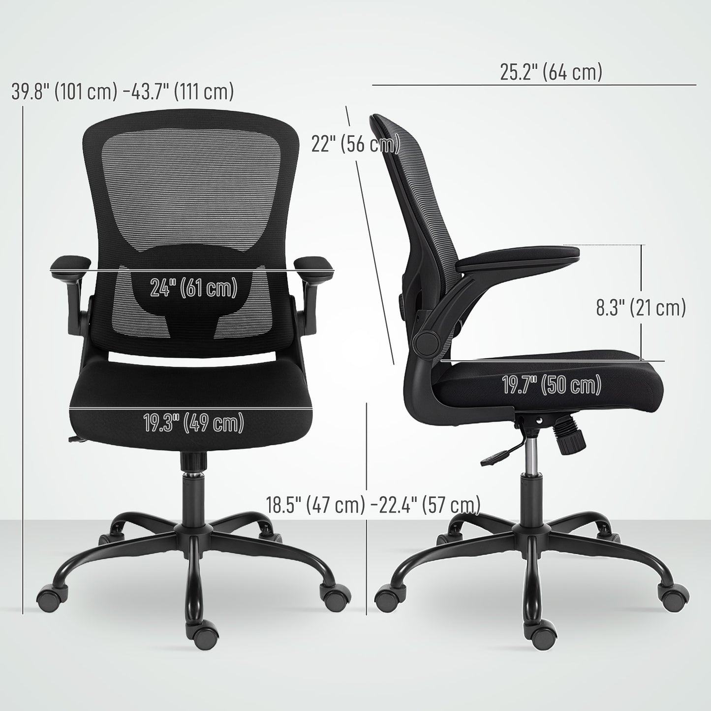HOMCOM Ergonomic Mesh Office Chair with 4D Lumbar Support, Flip-Up Armrests, Tilt, Swivel