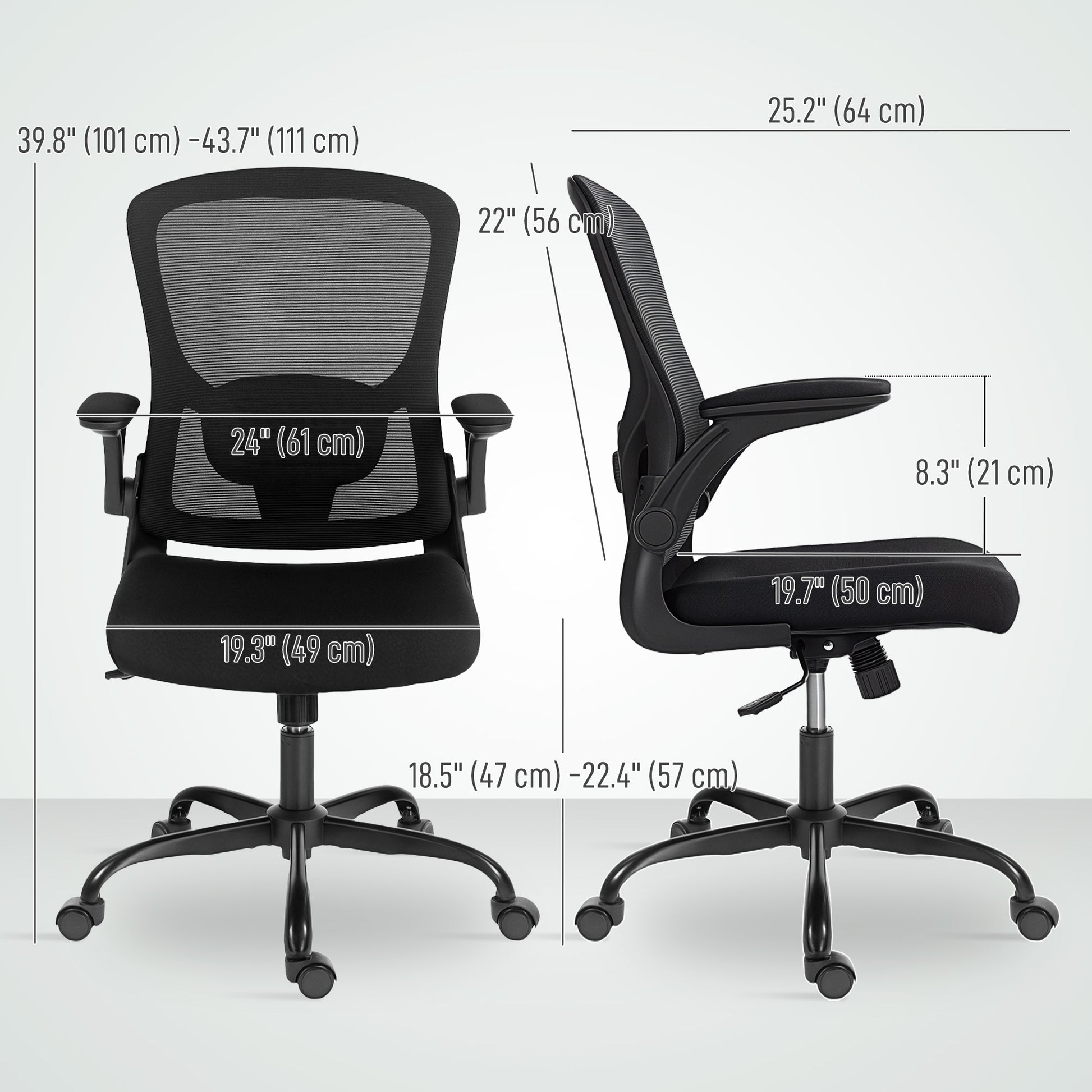 HOMCOM Ergonomic Mesh Office Chair with 4D Lumbar Support, Flip-Up Armrests, Tilt, Swivel